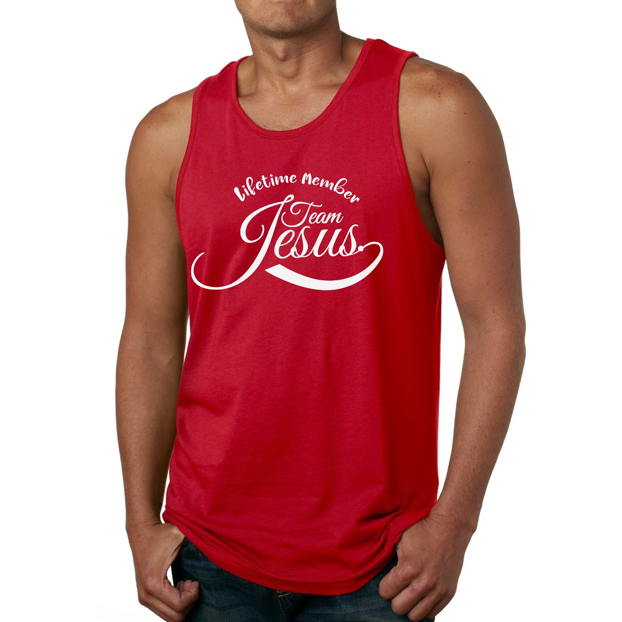 Mens Fitness Tank Top Graphic T-shirt Lifetime Member Team Jesus