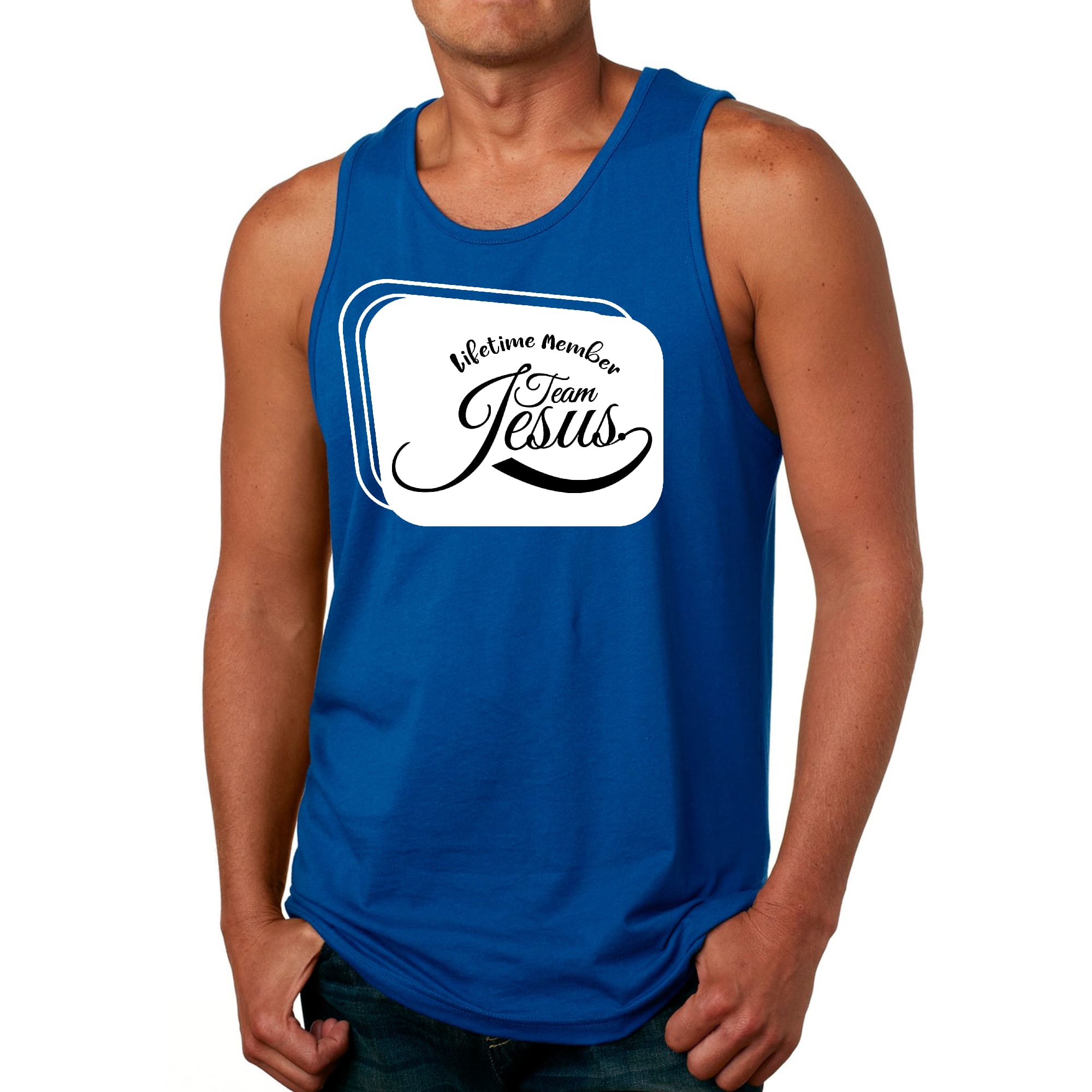 Mens Fitness Tank Top Graphic T-shirt Lifetime Member Team Jesus