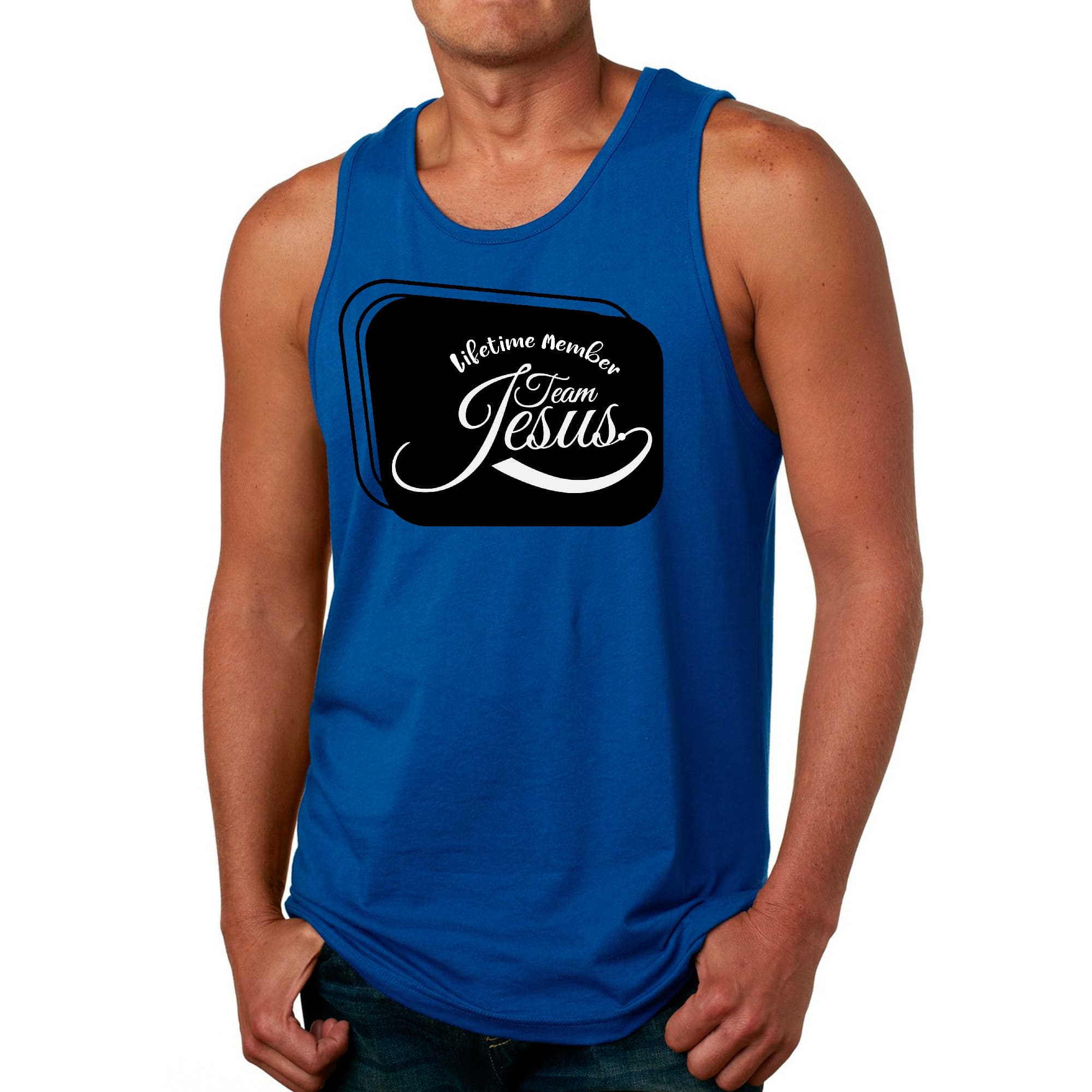 Mens Fitness Tank Top Graphic T-shirt Lifetime Member Team Jesus