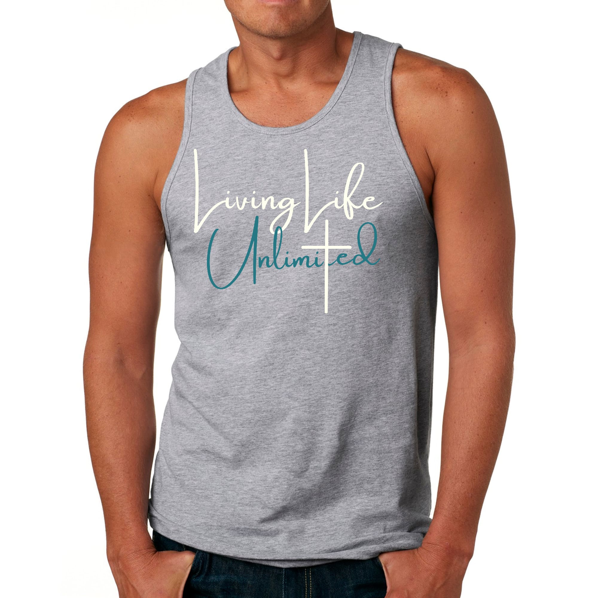 Mens Fitness Tank Top Graphic T-shirt Living Life Unlimited