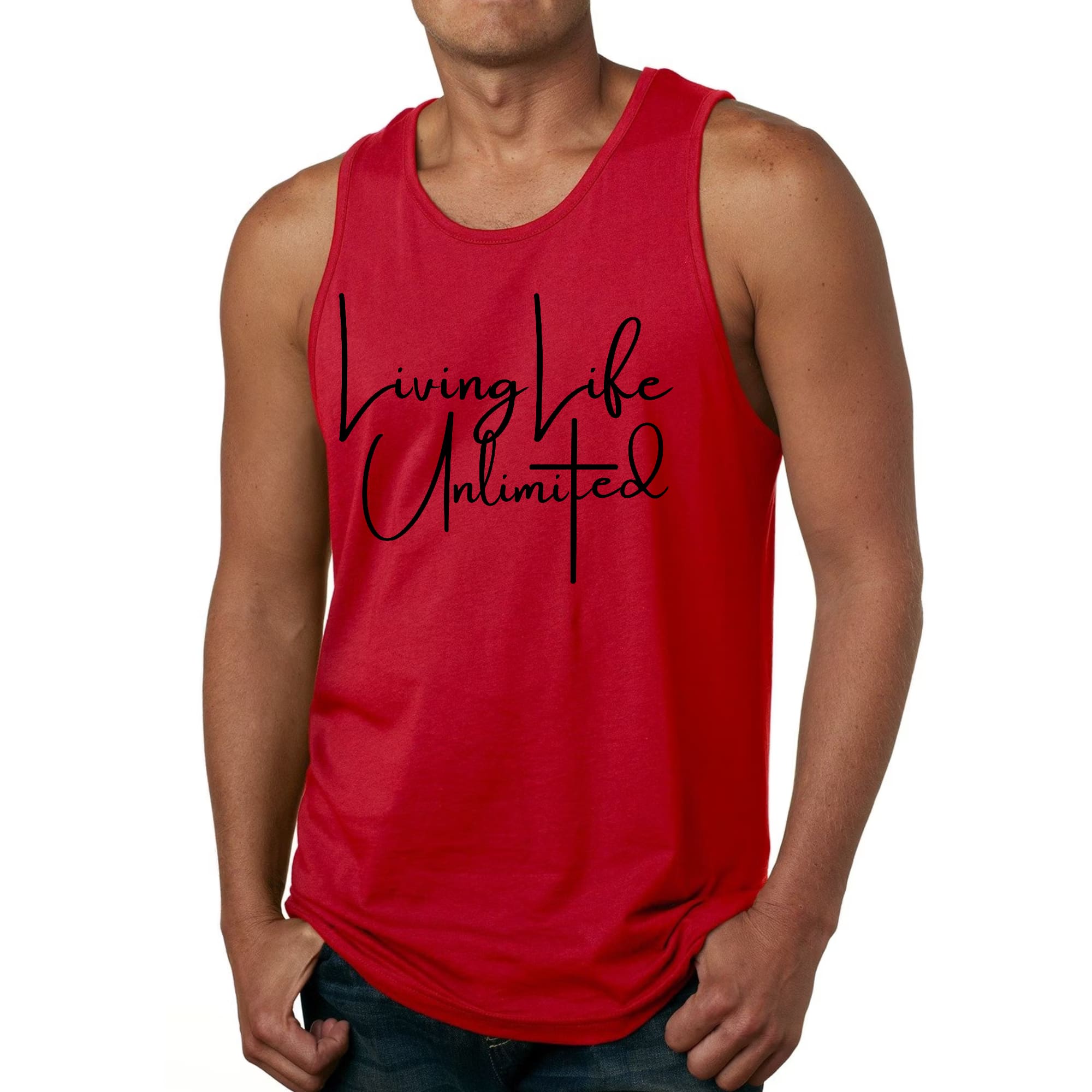 Mens Fitness Tank Top Graphic T-shirt Living Life Unlimited