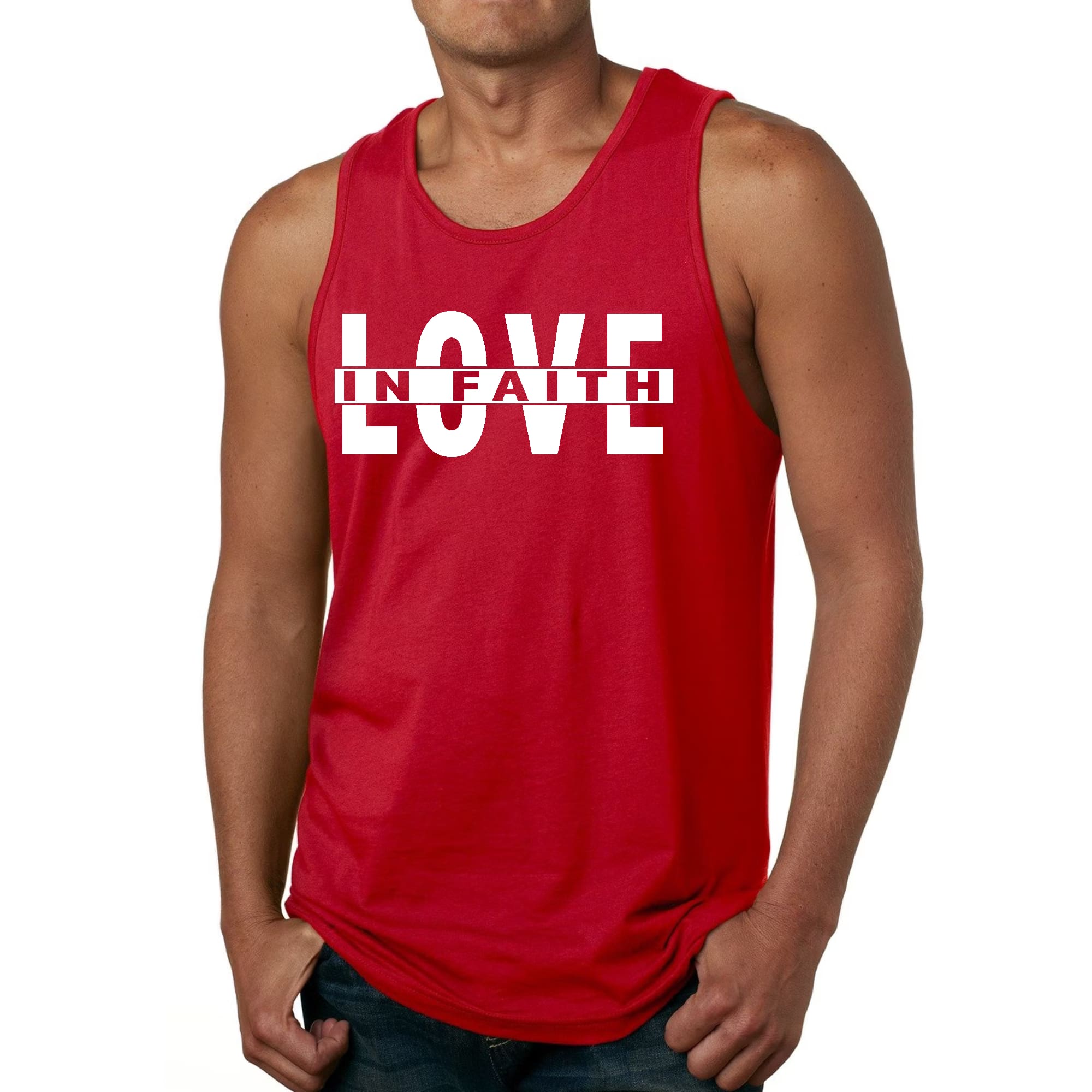 Mens Fitness Tank Top Graphic T-shirt Love in Faith