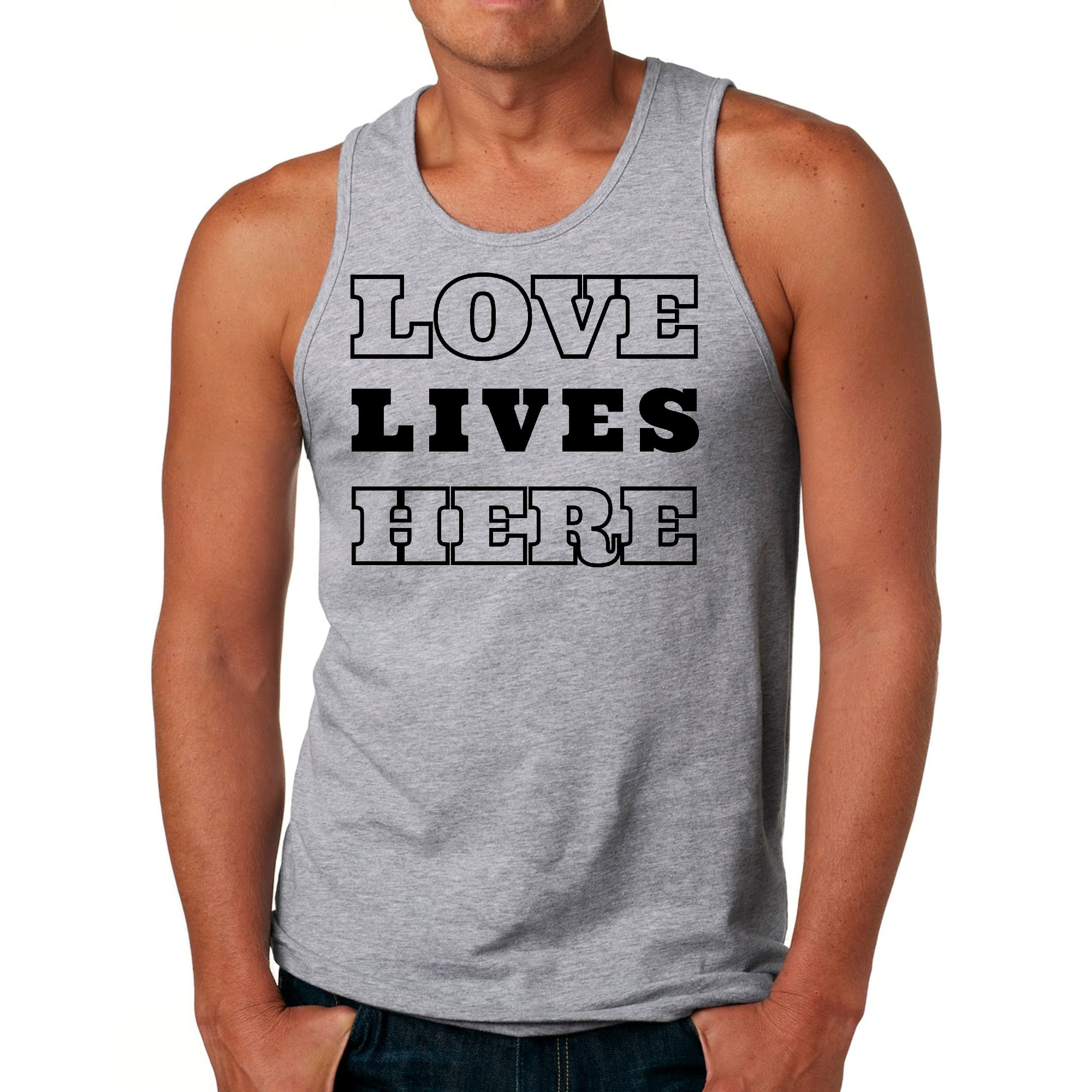 Mens Fitness Tank Top Graphic T-shirt Love Lives Here