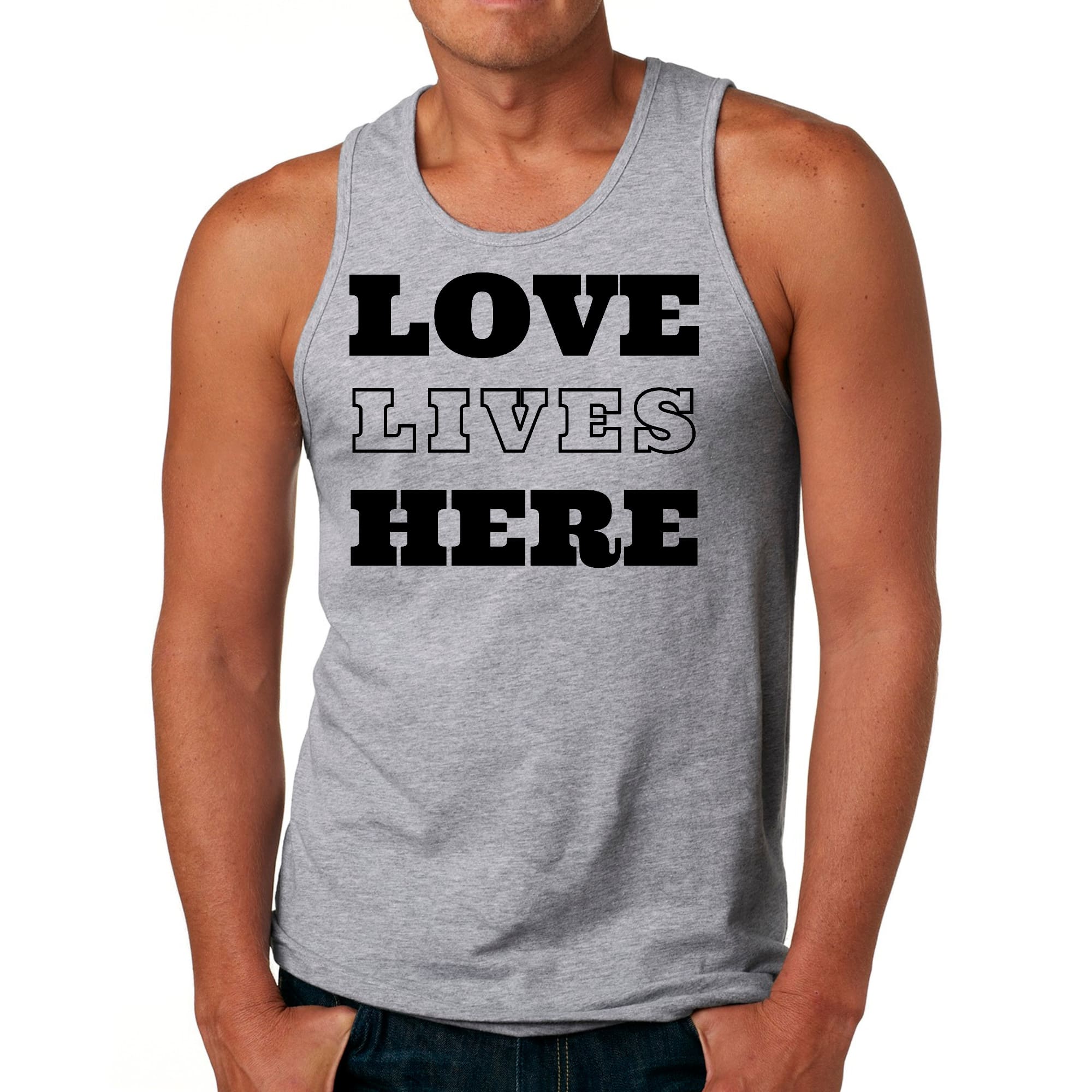 Mens Fitness Tank Top Graphic T-shirt Love Lives Here