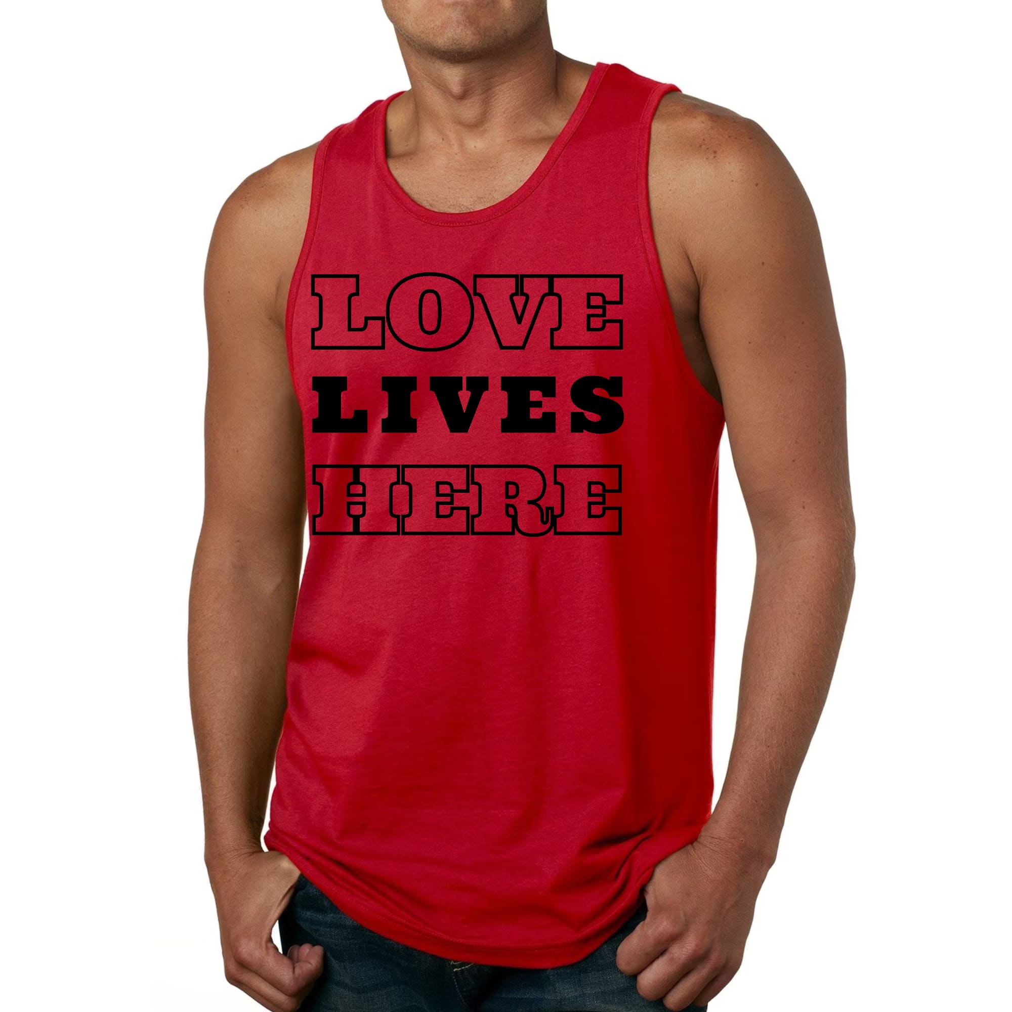 Mens Fitness Tank Top Graphic T-shirt Love Lives Here