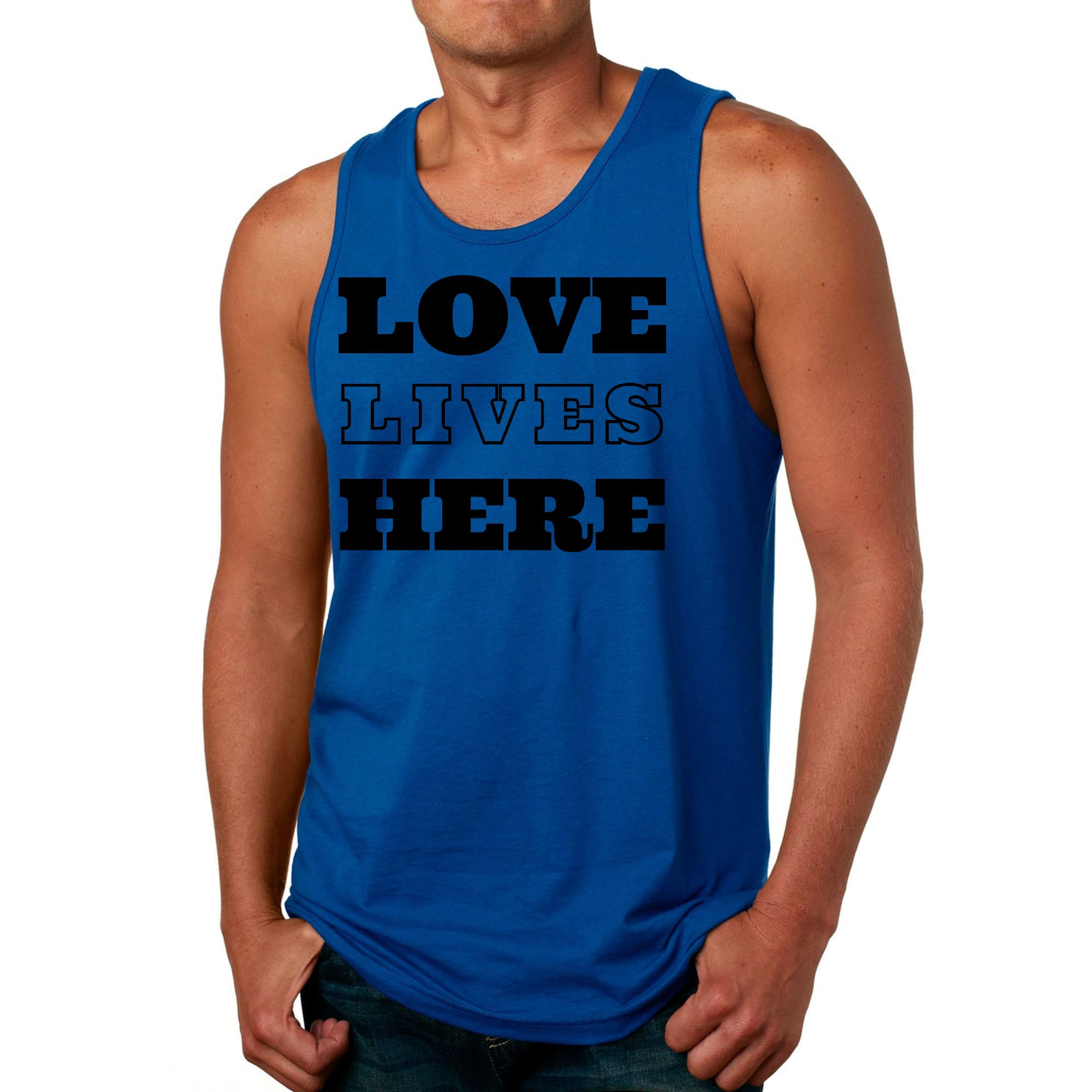 Mens Fitness Tank Top Graphic T-shirt Love Lives Here