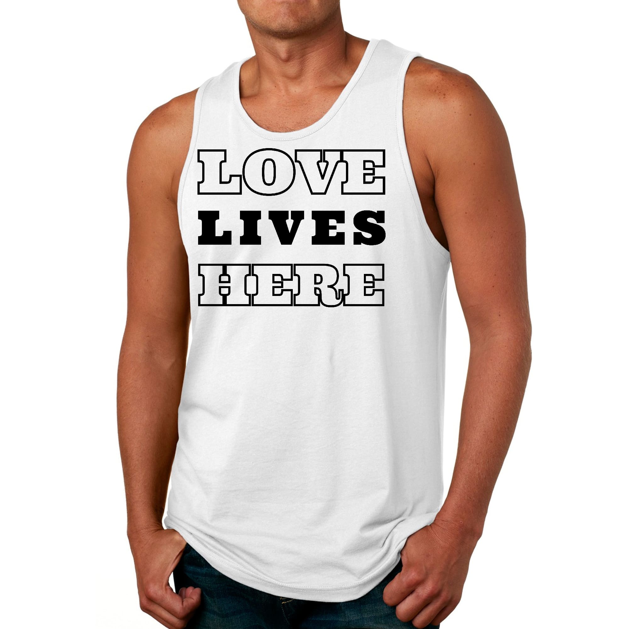 Mens Fitness Tank Top Graphic T-shirt Love Lives Here