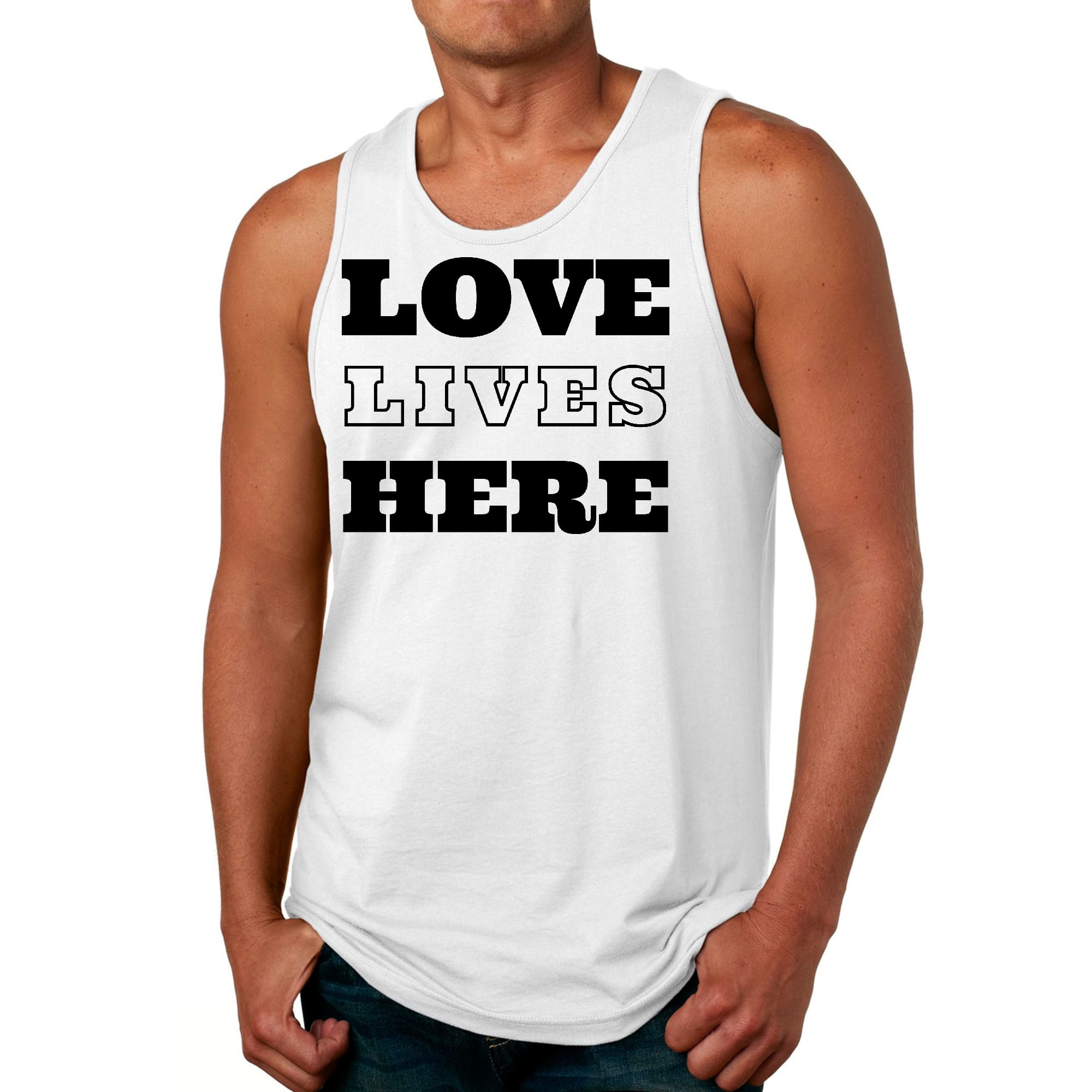 Mens Fitness Tank Top Graphic T-shirt Love Lives Here
