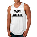 Mens Fitness Tank Top Graphic T-shirt Man of Faith Black Illustration