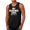 Mens Fitness Tank Top Graphic T-shirt my Redeemer Lives Print