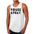 Mens Fitness Tank Top Graphic T-shirt Pause and Pray Black