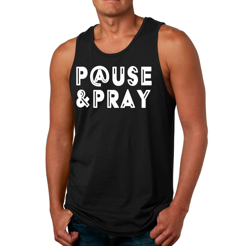 Mens Fitness Tank Top Graphic T-shirt Pause and Pray