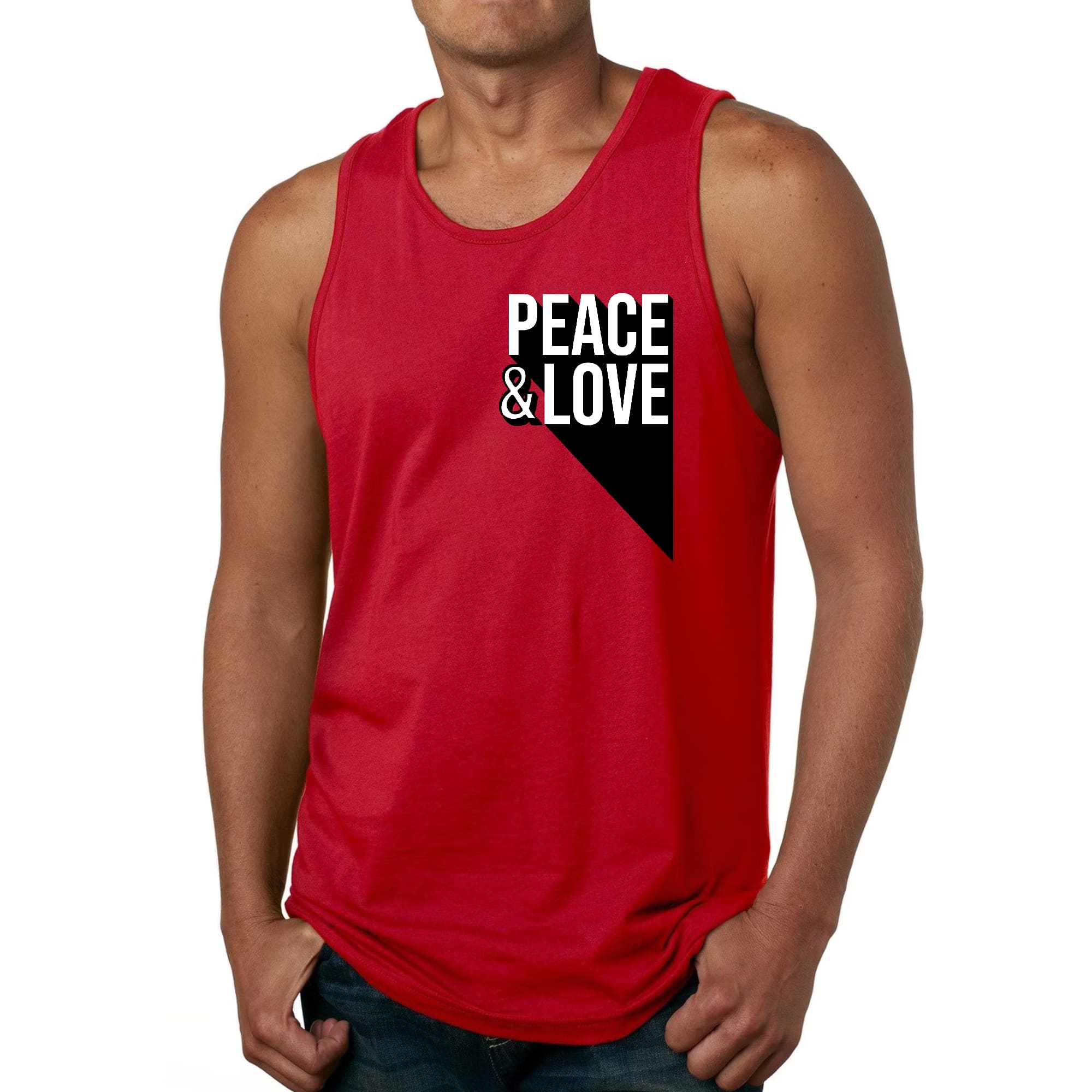 Mens Fitness Tank Top Graphic T-shirt Peace and Love Print