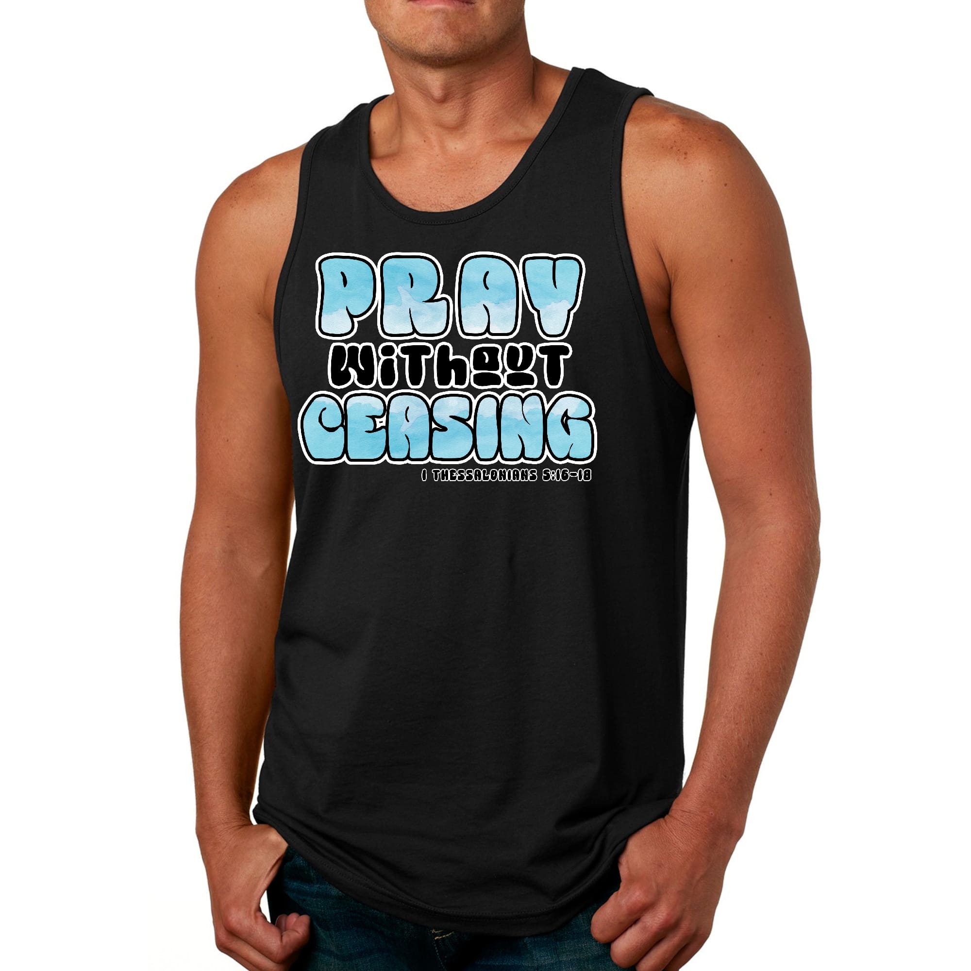 Mens Fitness Tank Top Graphic T-shirt Pray Without Ceasing