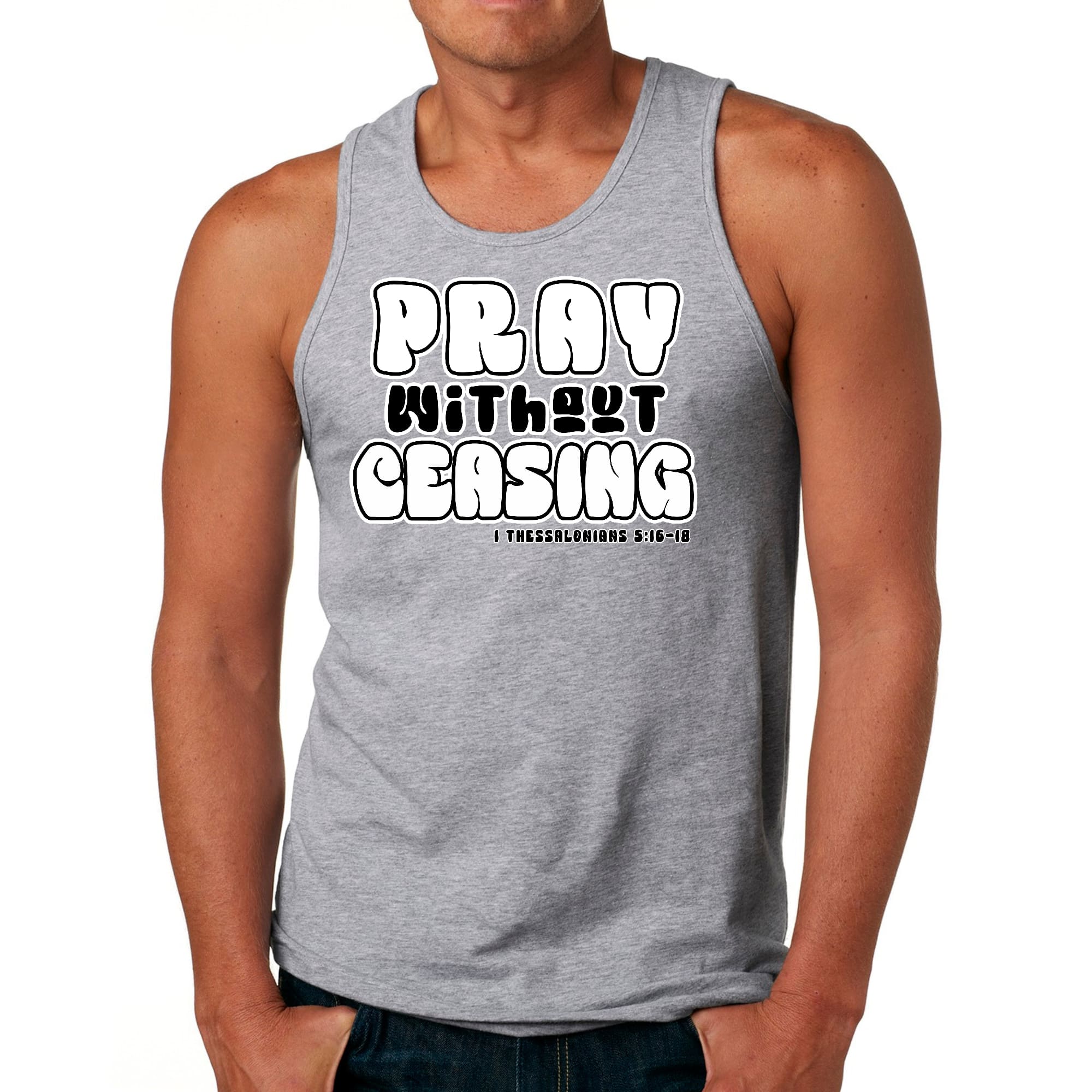 Mens Fitness Tank Top Graphic T-shirt Pray Without Ceasing