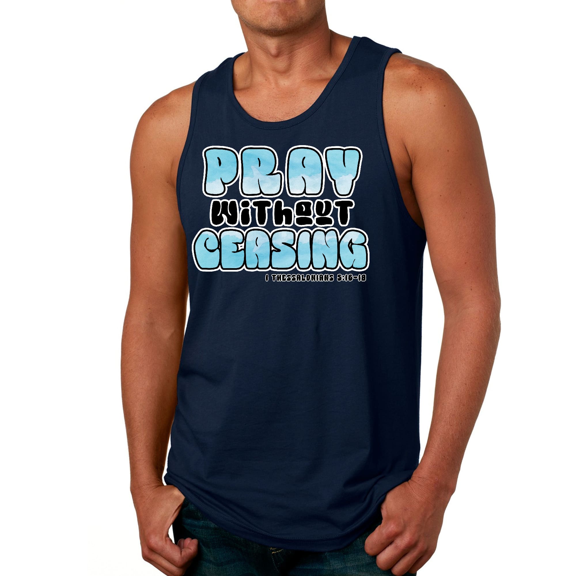 Mens Fitness Tank Top Graphic T-shirt Pray Without Ceasing