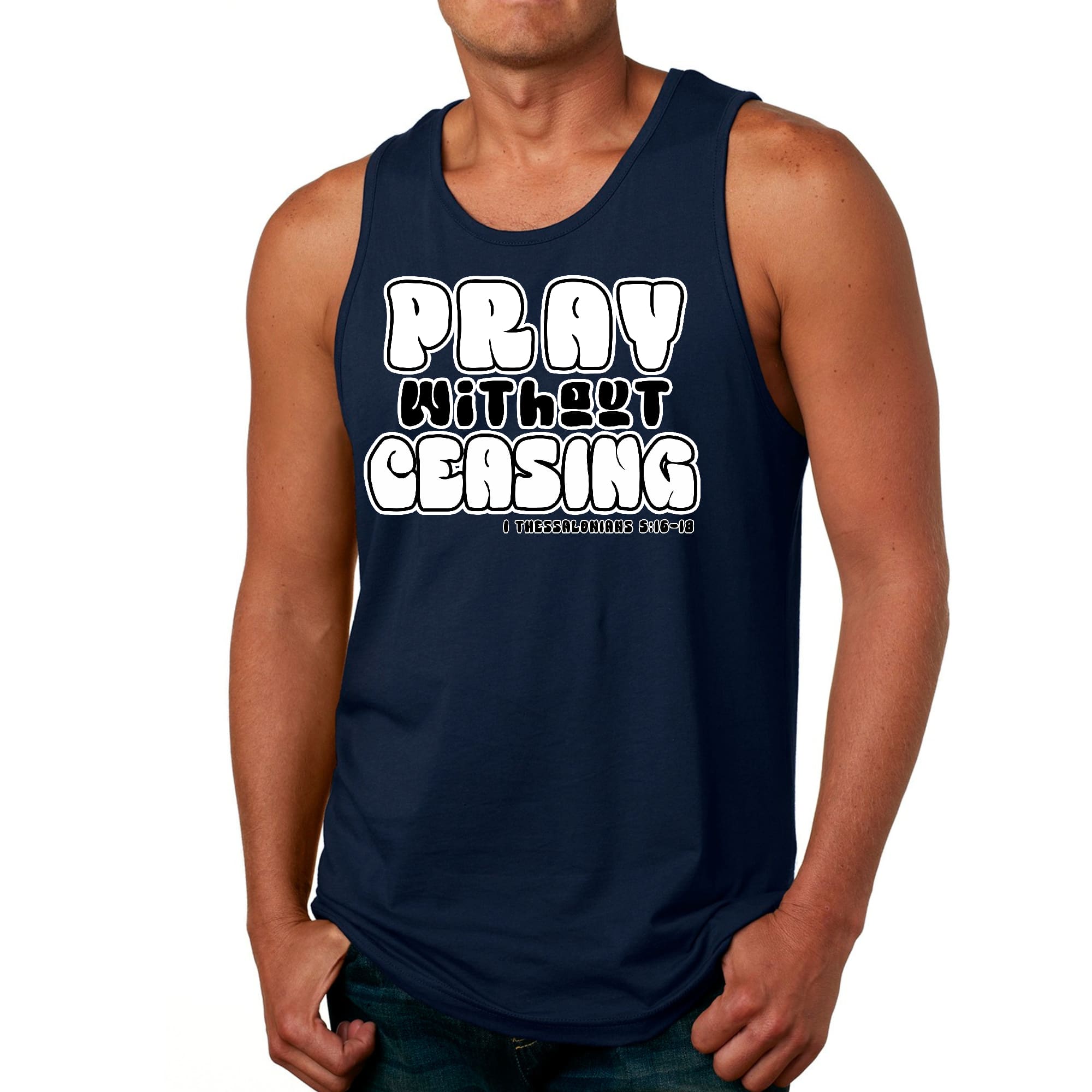 Mens Fitness Tank Top Graphic T-shirt Pray Without Ceasing