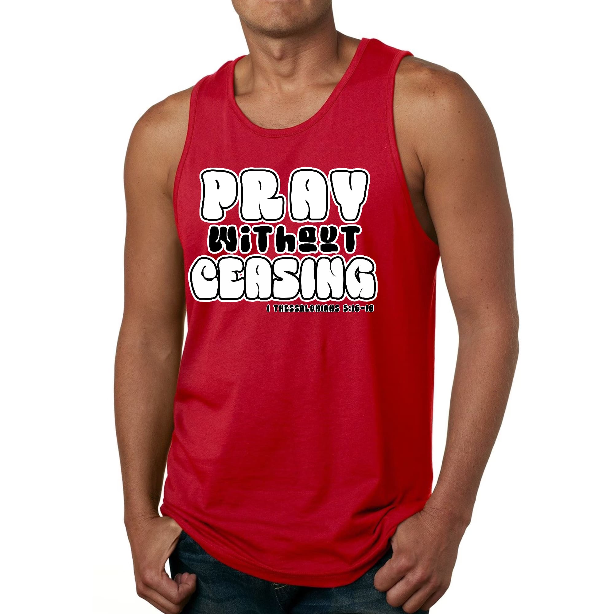 Mens Fitness Tank Top Graphic T-shirt Pray Without Ceasing