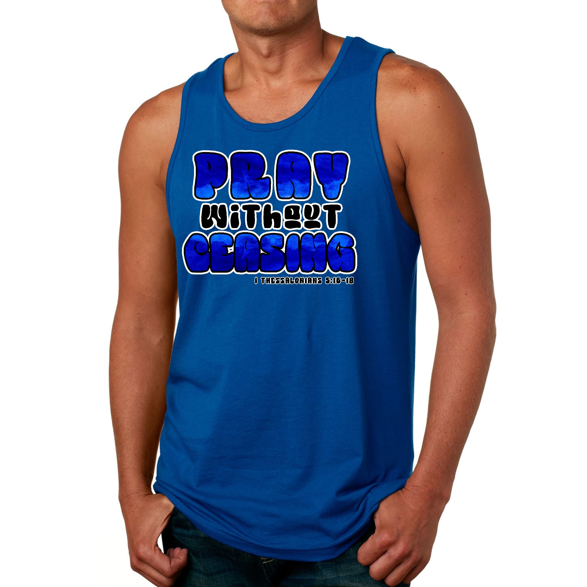 Mens Fitness Tank Top Graphic T-shirt Pray Without Ceasing