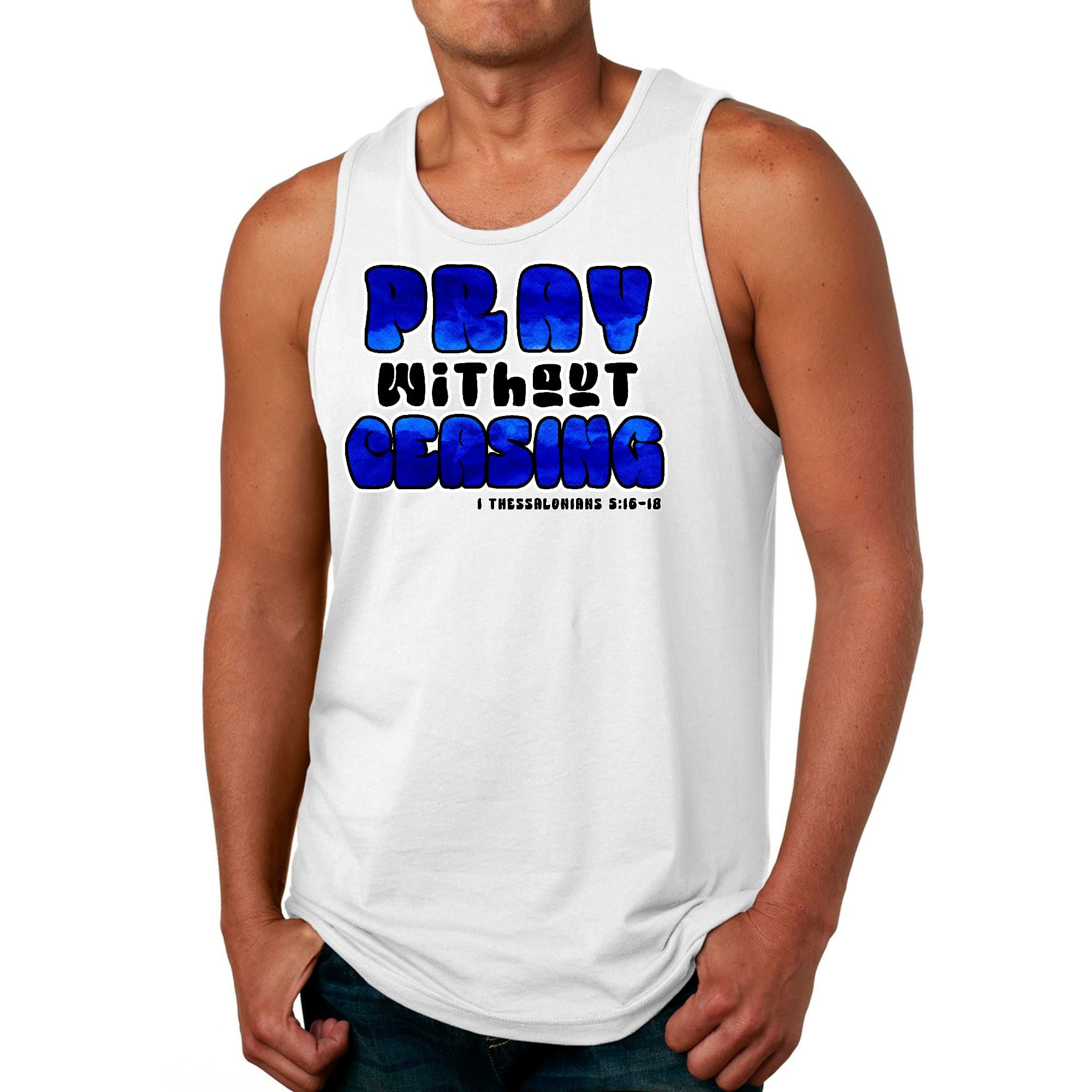 Mens Fitness Tank Top Graphic T-shirt Pray Without Ceasing