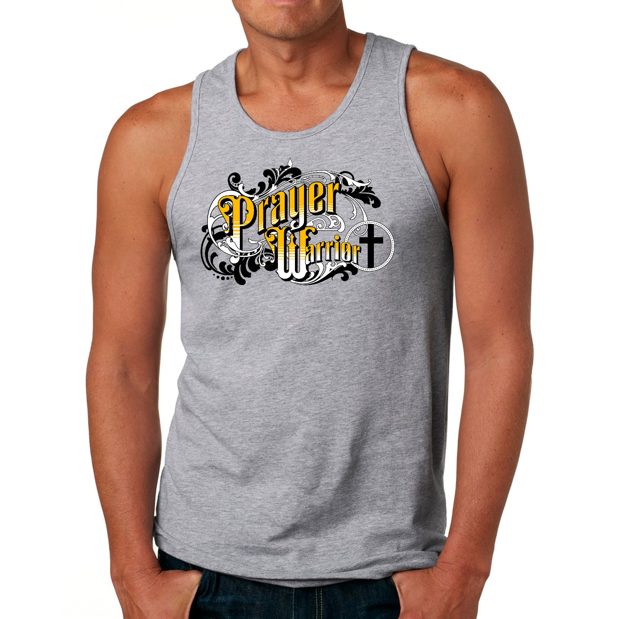 Mens Fitness Tank Top Graphic T-shirt Prayer Warrior Victorian Style