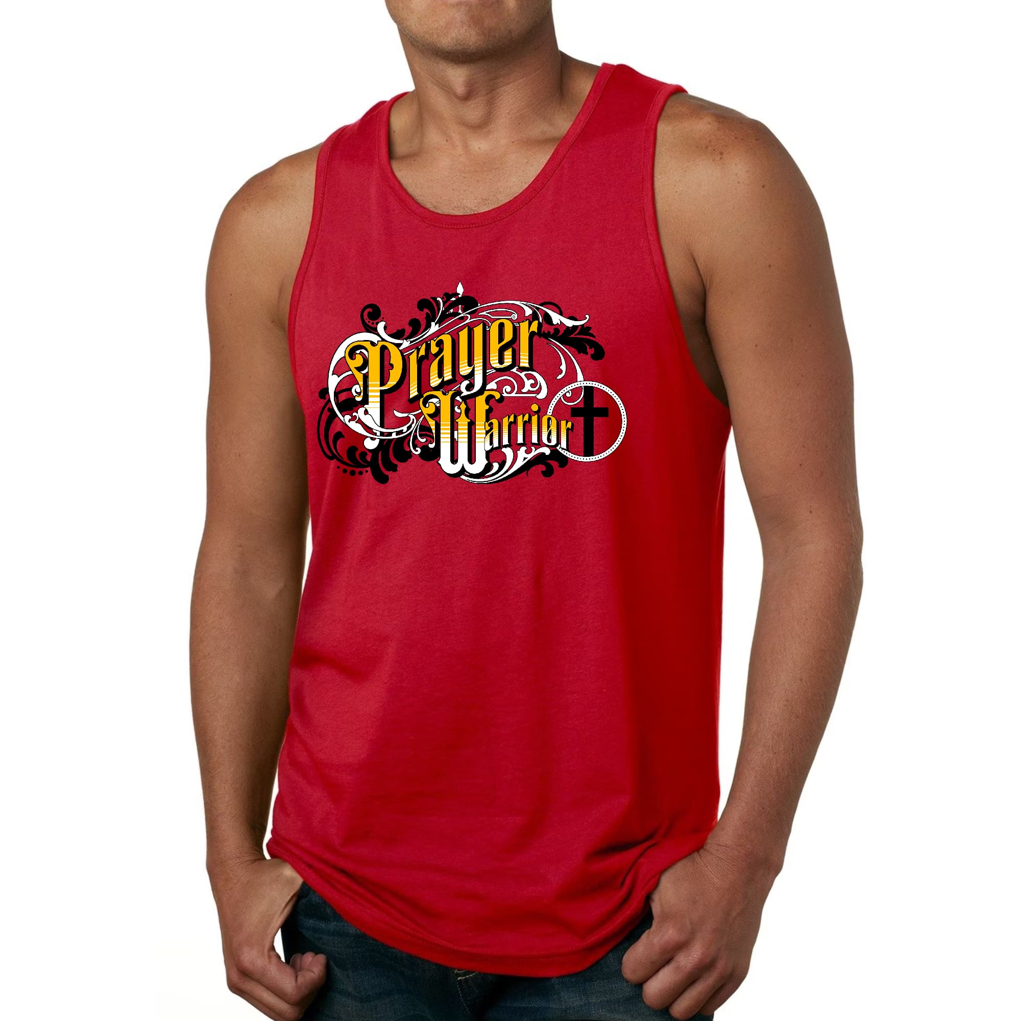 Mens Fitness Tank Top Graphic T-shirt Prayer Warrior Victorian Style