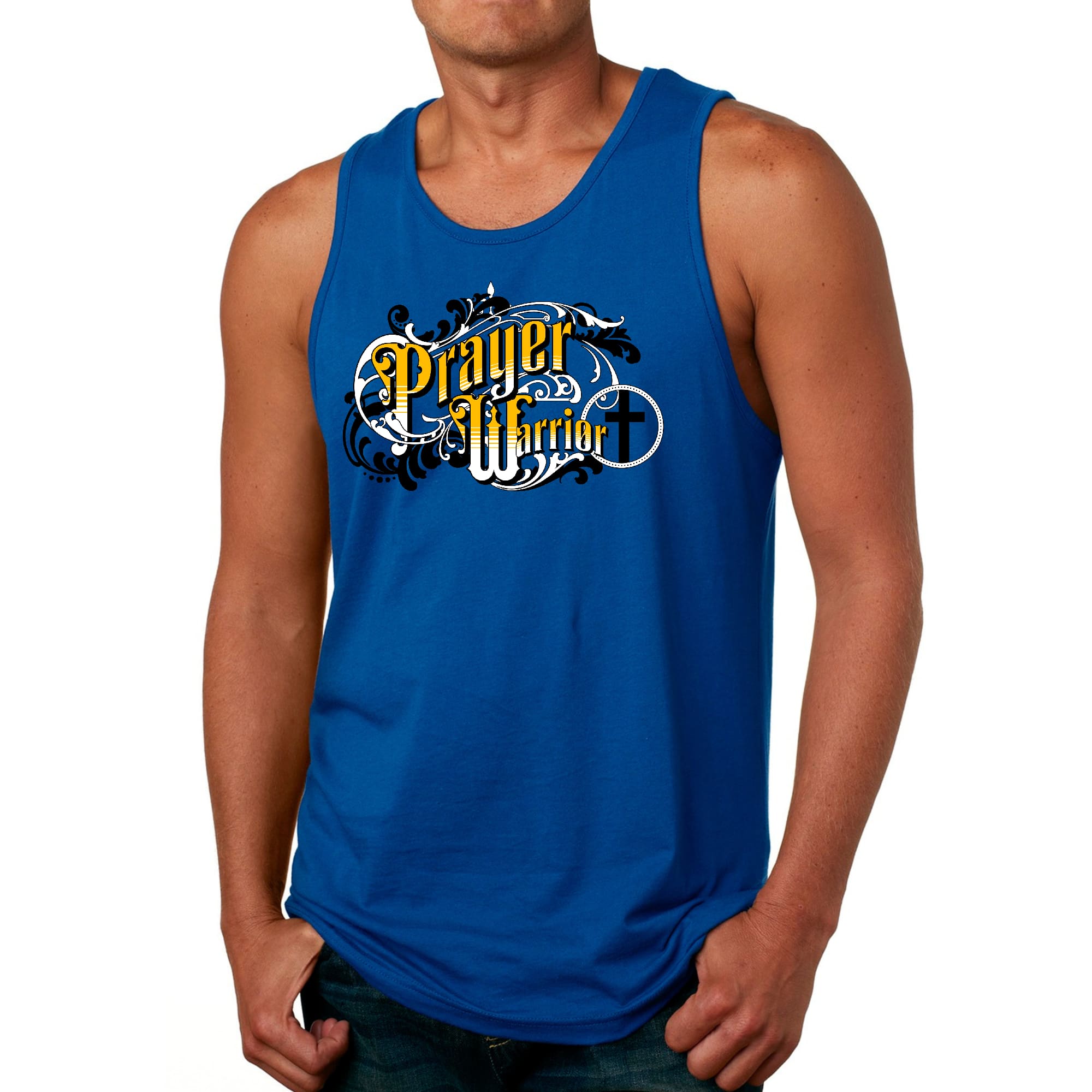 Mens Fitness Tank Top Graphic T-shirt Prayer Warrior Victorian Style