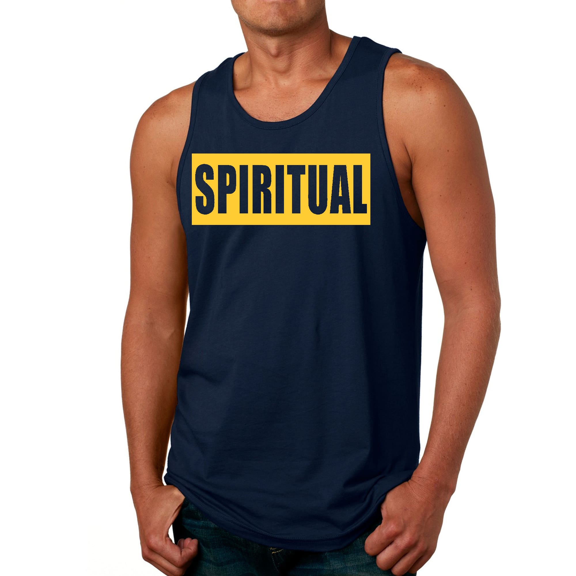Mens Fitness Tank Top Graphic T-shirt Spiritual Yellow Gold