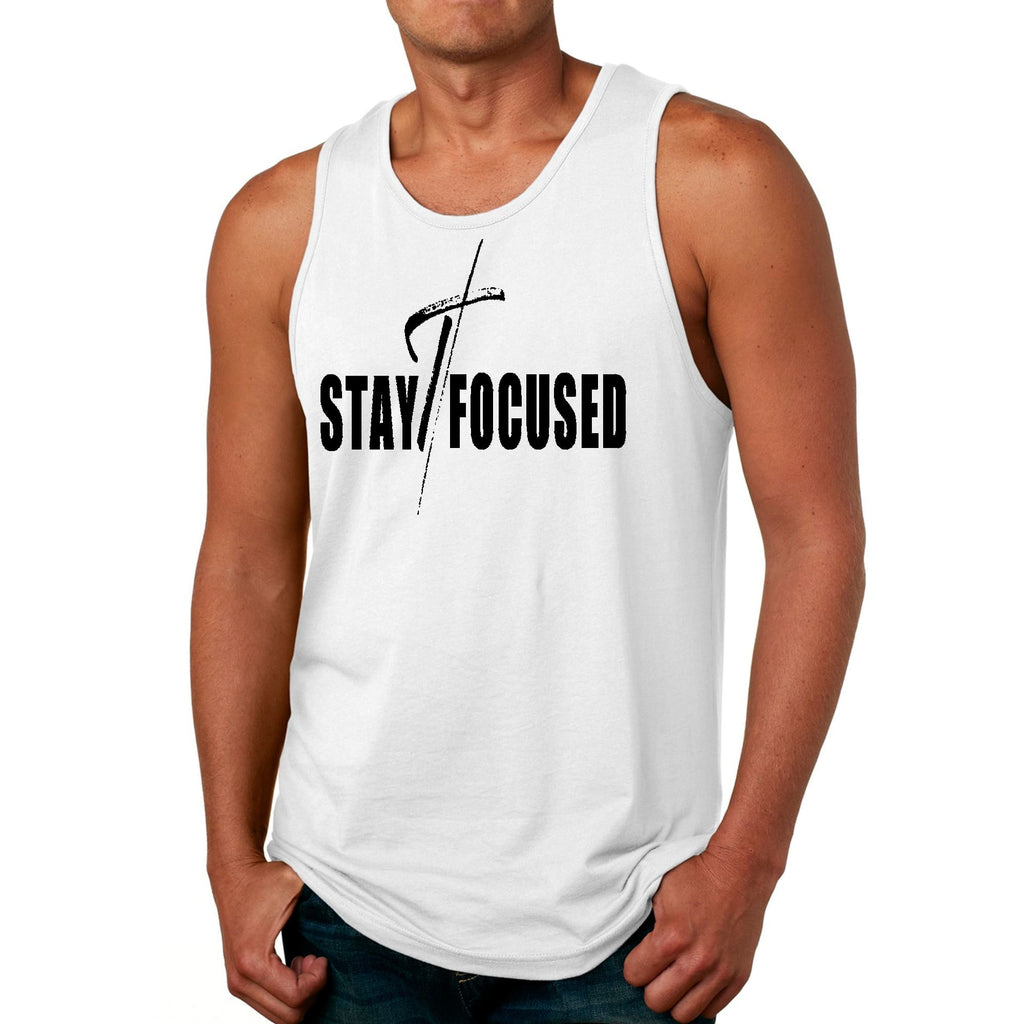Mens Fitness Tank Top Graphic T-shirt Stay Focused Black Print