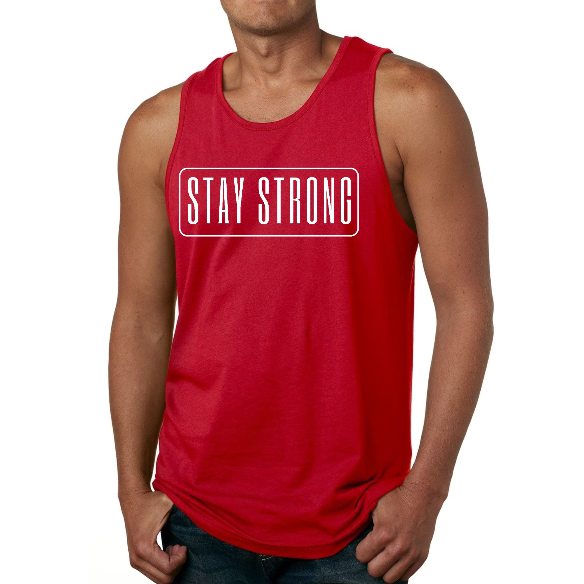 Mens Fitness Tank Top Graphic T-shirt Stay Strong Print