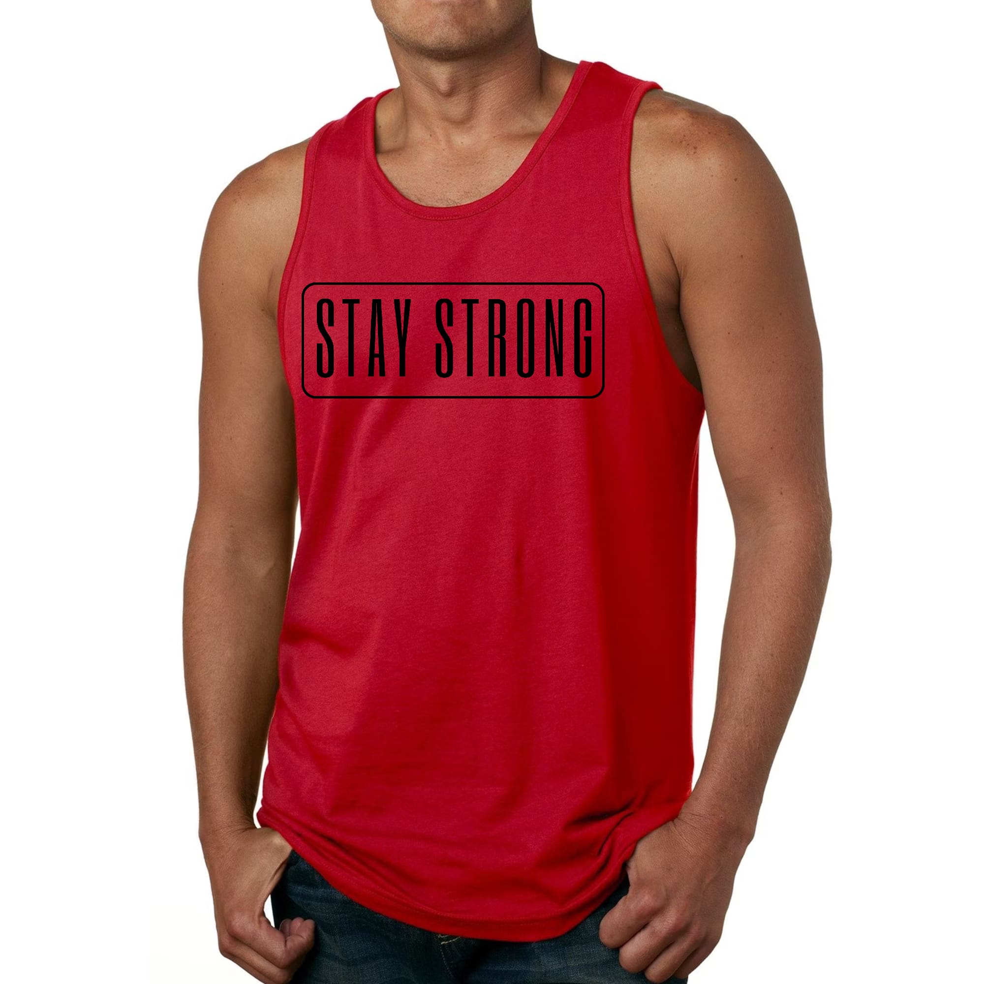 Mens Fitness Tank Top Graphic T-shirt Stay Strong Print