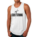 Mens Fitness Tank Top Graphic T-shirt Stay Strong with Cross Black