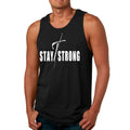 Mens Fitness Tank Top Graphic T-shirt Stay Strong with Cross White