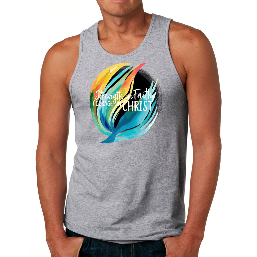 Mens Fitness Tank Top Graphic T-shirt Strength in Faith - Courage