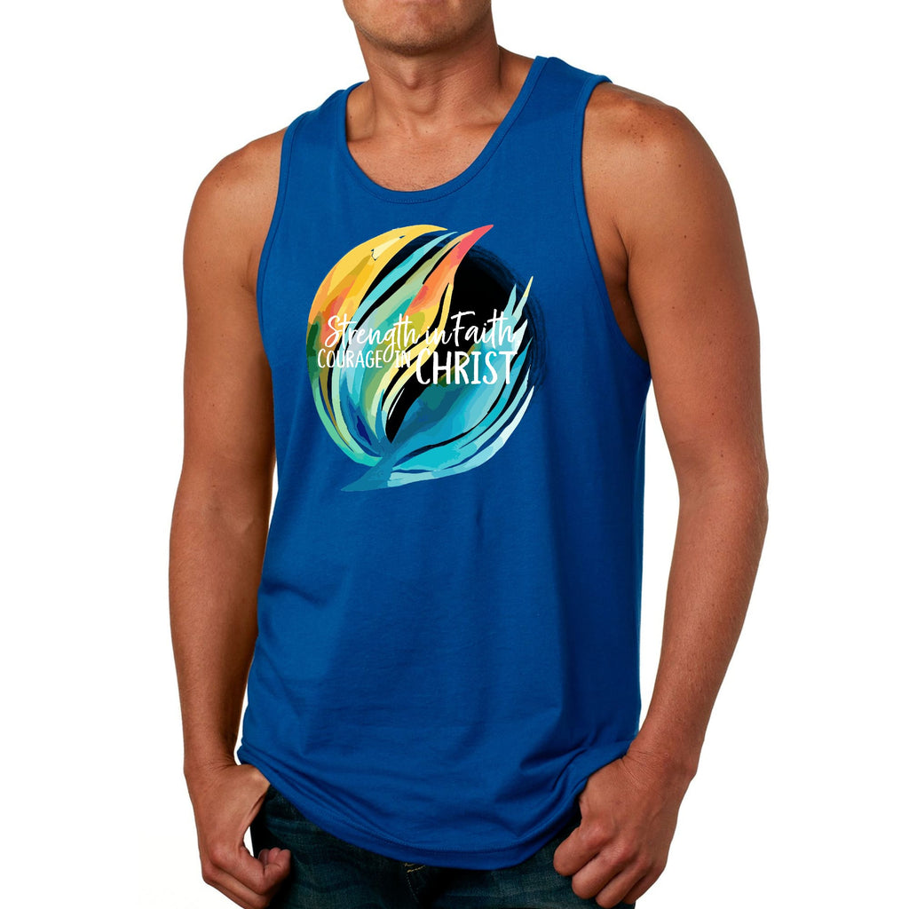 Mens Fitness Tank Top Graphic T-shirt Strength in Faith - Courage