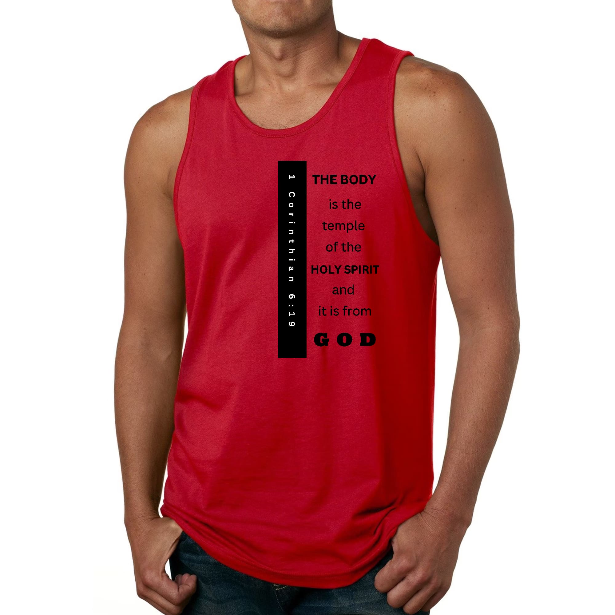 Mens Fitness Tank Top Graphic T-shirt the Body is the Temple Print