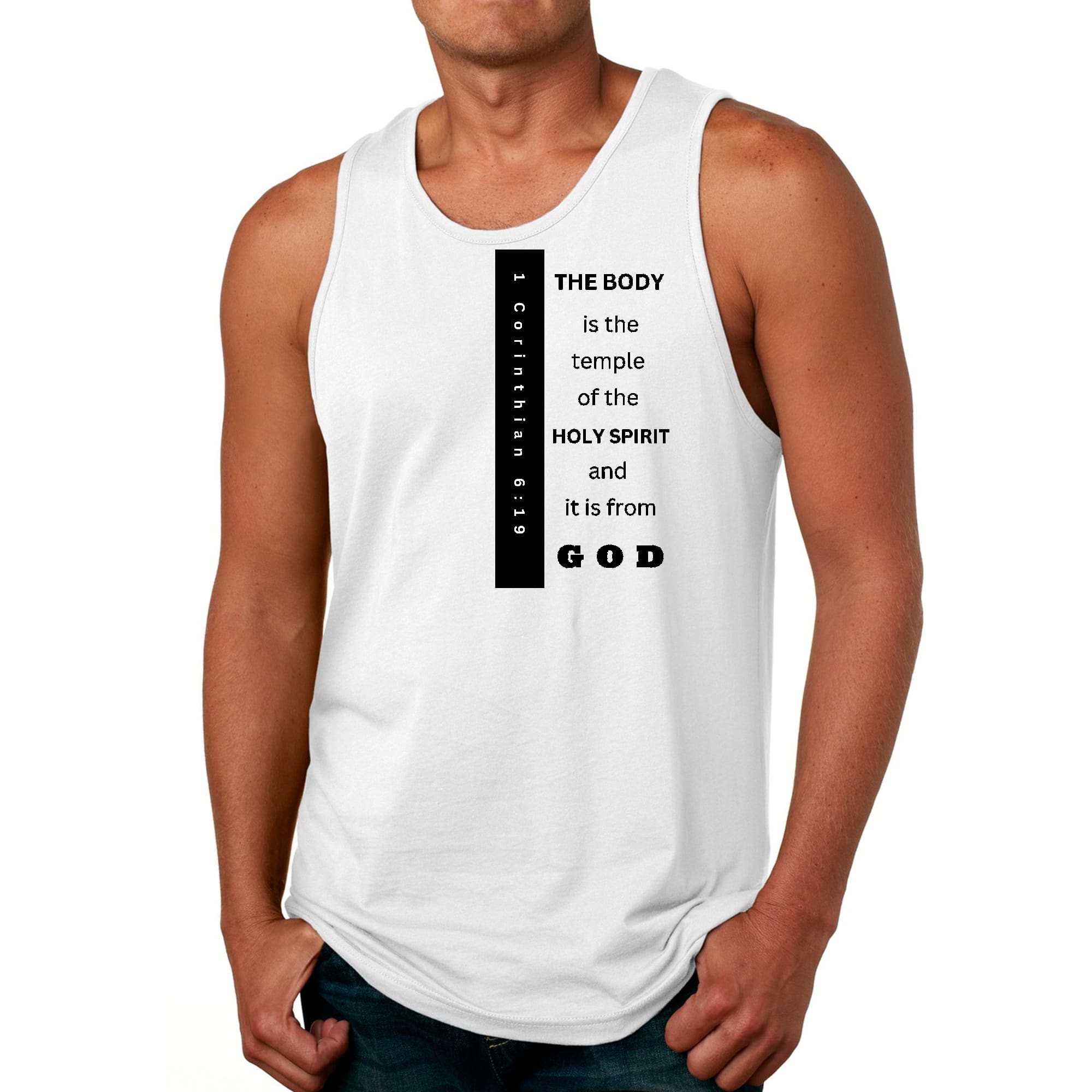 Mens Fitness Tank Top Graphic T-shirt the Body is the Temple Print