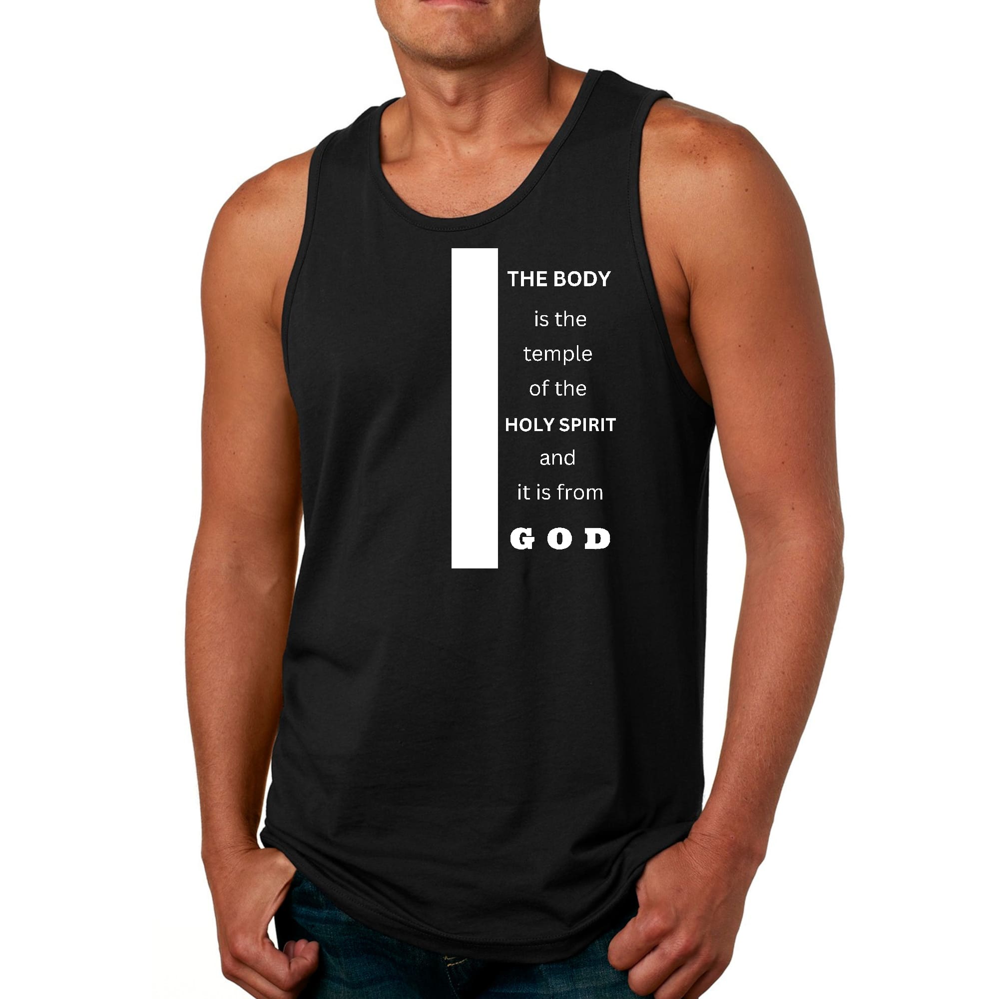 Mens Fitness Tank Top Graphic T-shirt the Body is the Temple