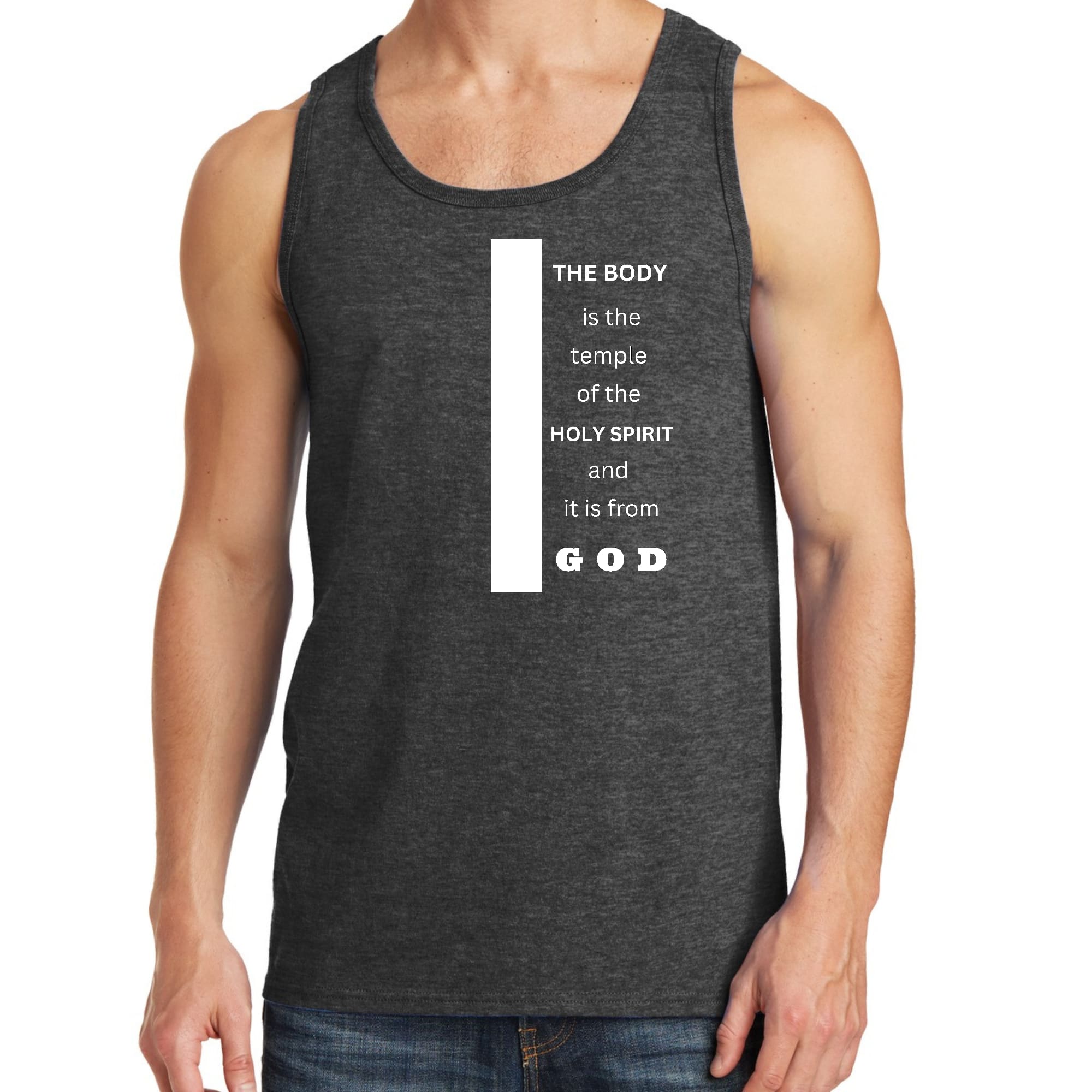 Mens Fitness Tank Top Graphic T-shirt the Body is the Temple