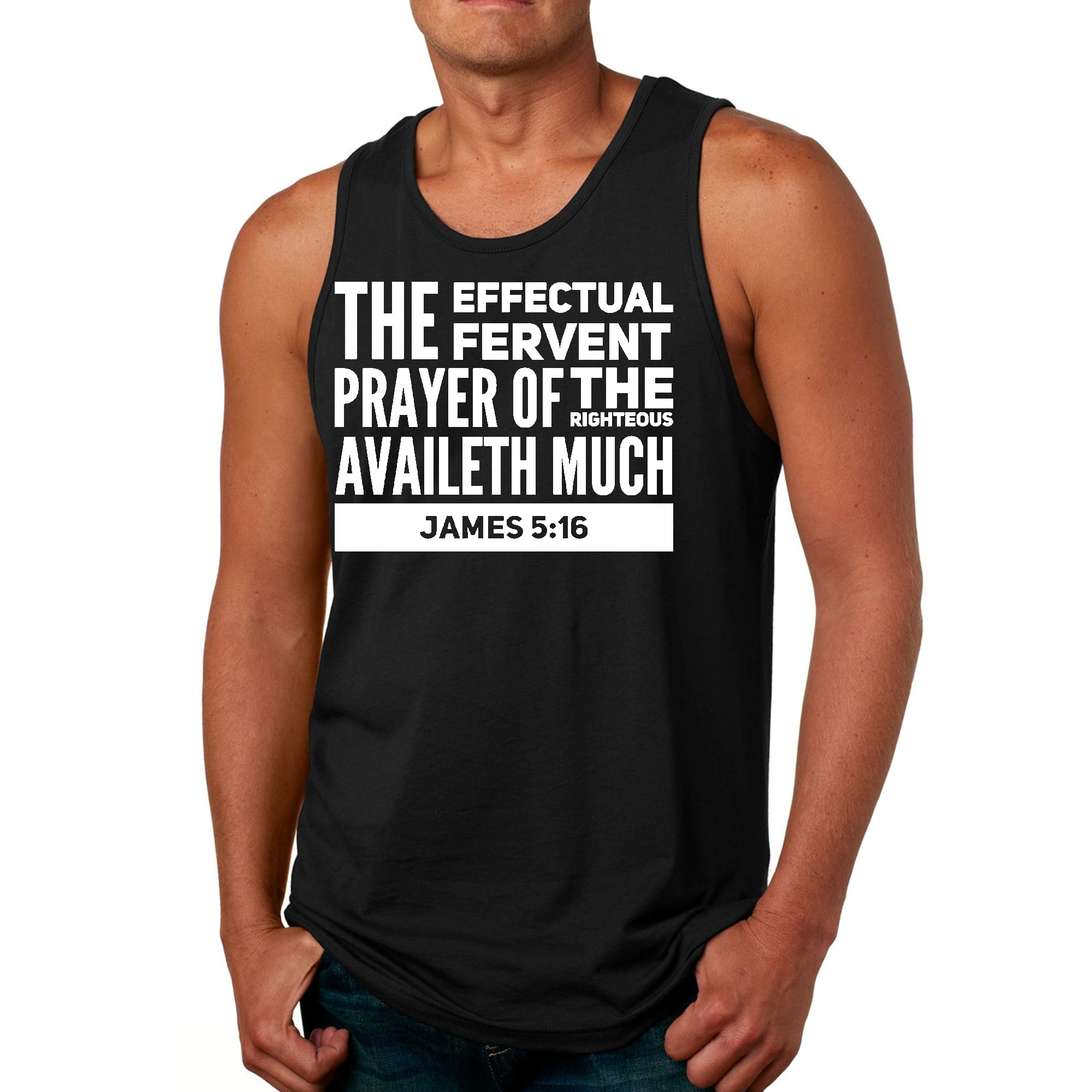 Mens Fitness Tank Top Graphic T-shirt the Effectual Fervent Prayer -