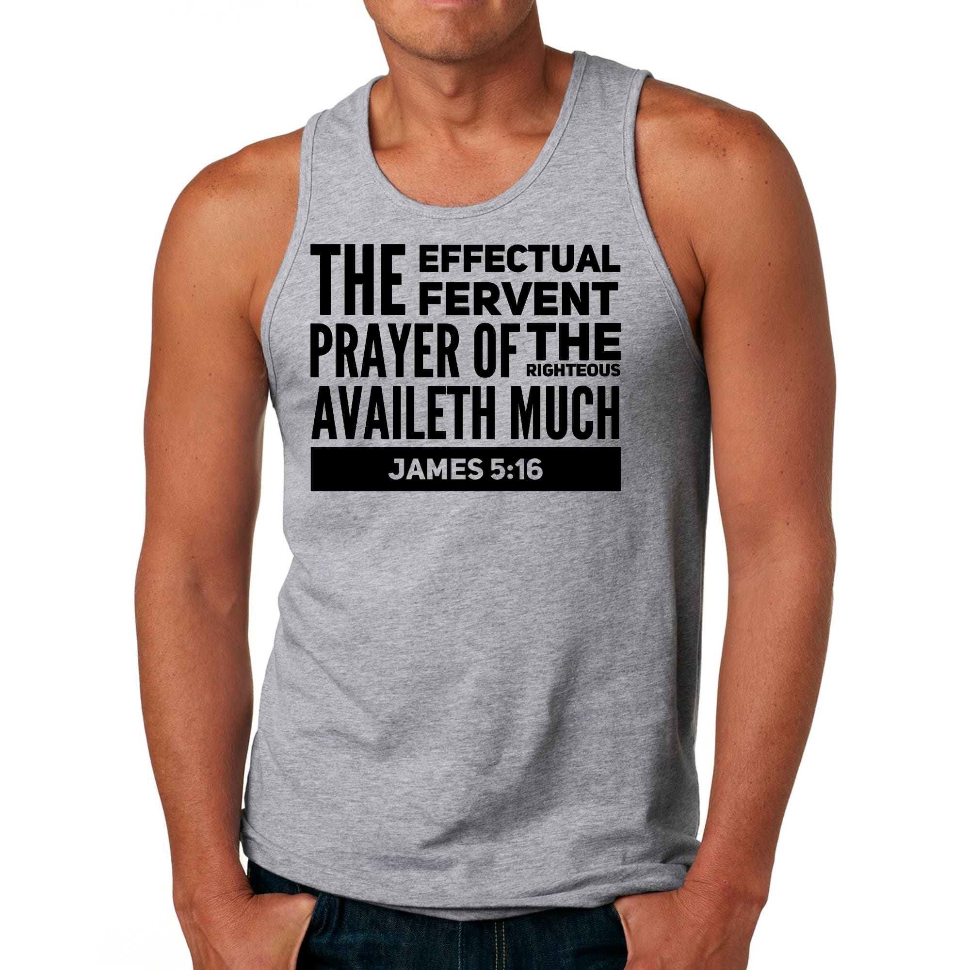 Mens Fitness Tank Top Graphic T-shirt the Effectual Fervent Prayer