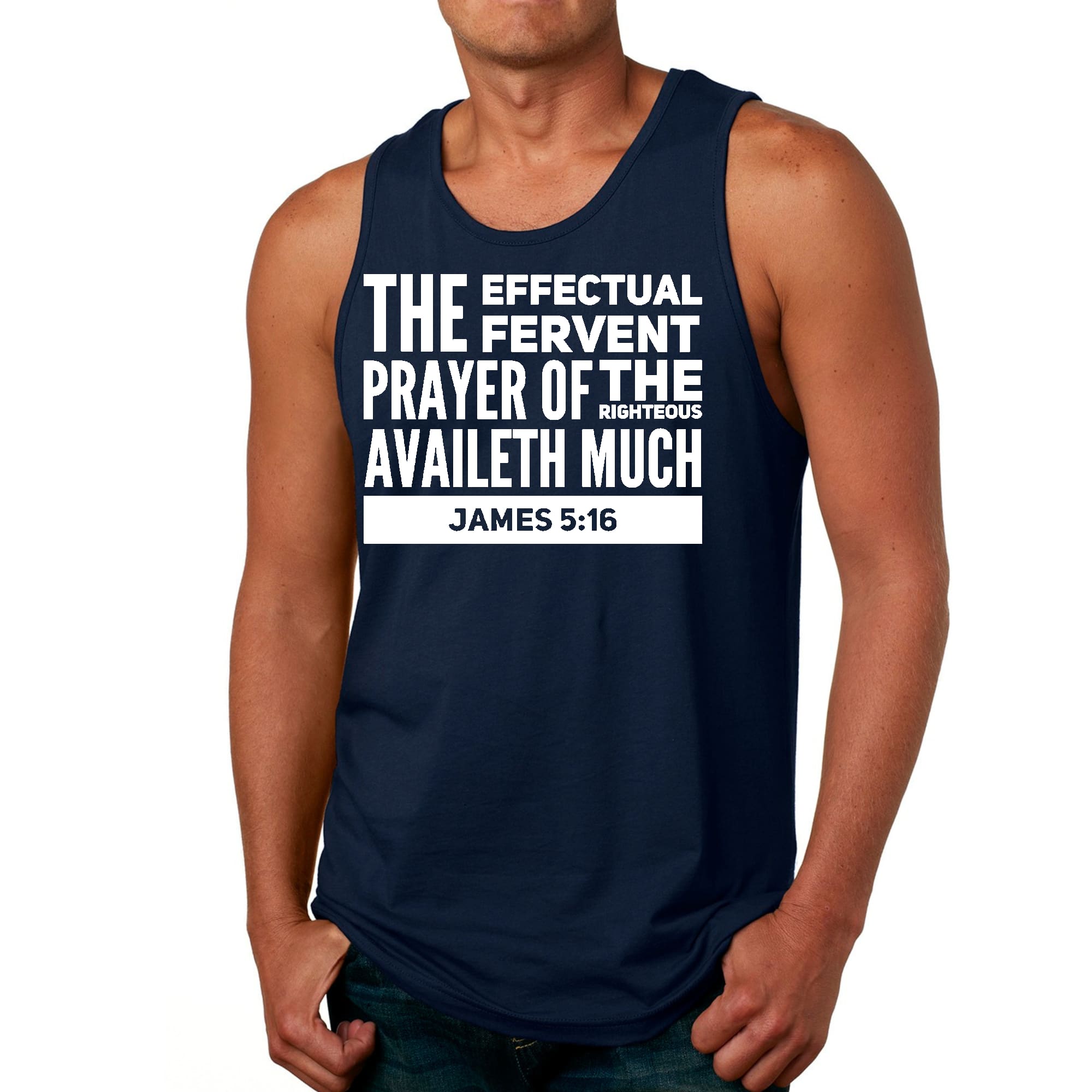 Mens Fitness Tank Top Graphic T-shirt the Effectual Fervent Prayer -