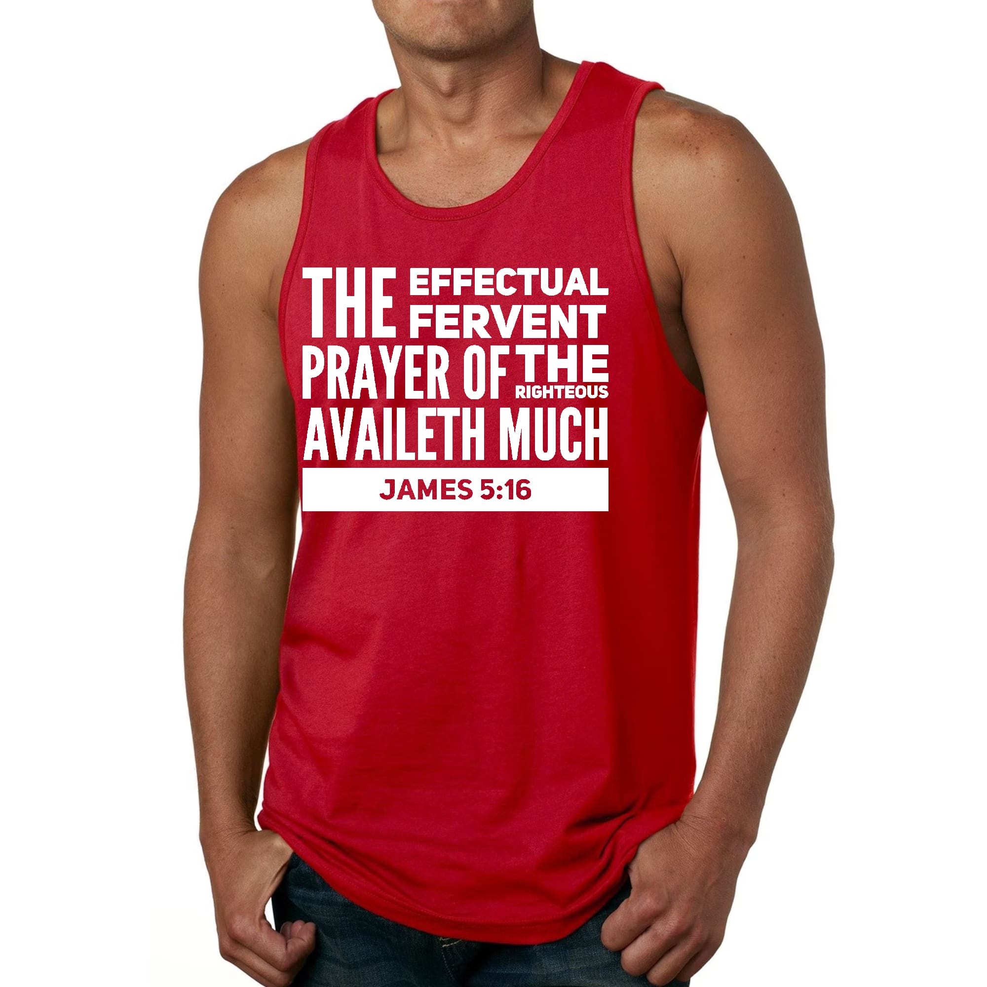 Mens Fitness Tank Top Graphic T-shirt the Effectual Fervent Prayer -