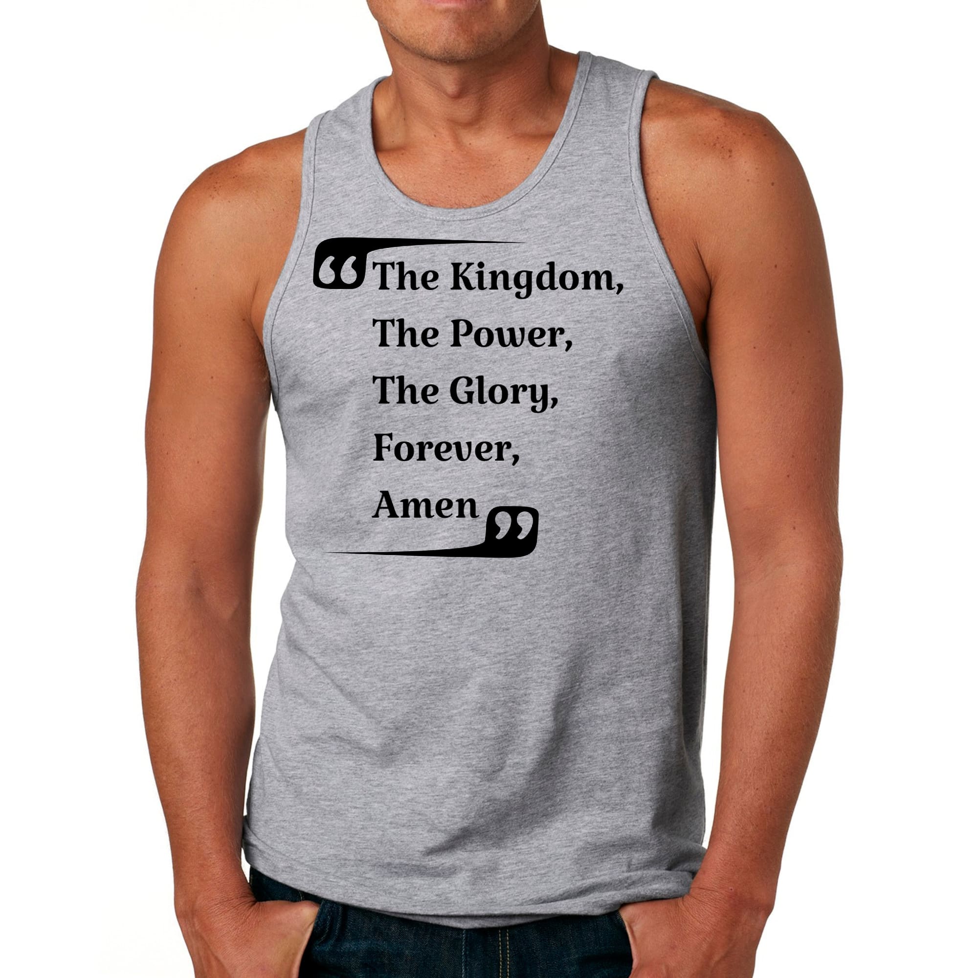 Mens Fitness Tank Top Graphic T-shirt the Kingdom the Power the Glory