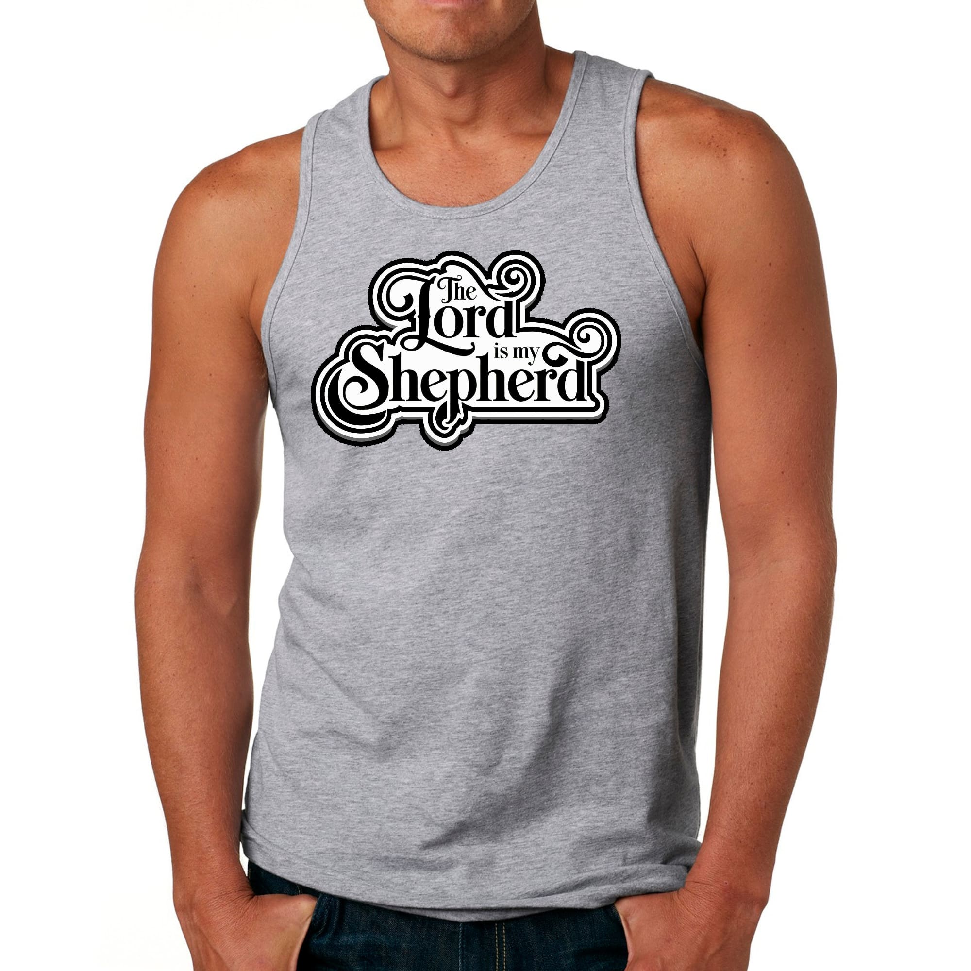 Mens Fitness Tank Top Graphic T-shirt the Lord is my Shepherd