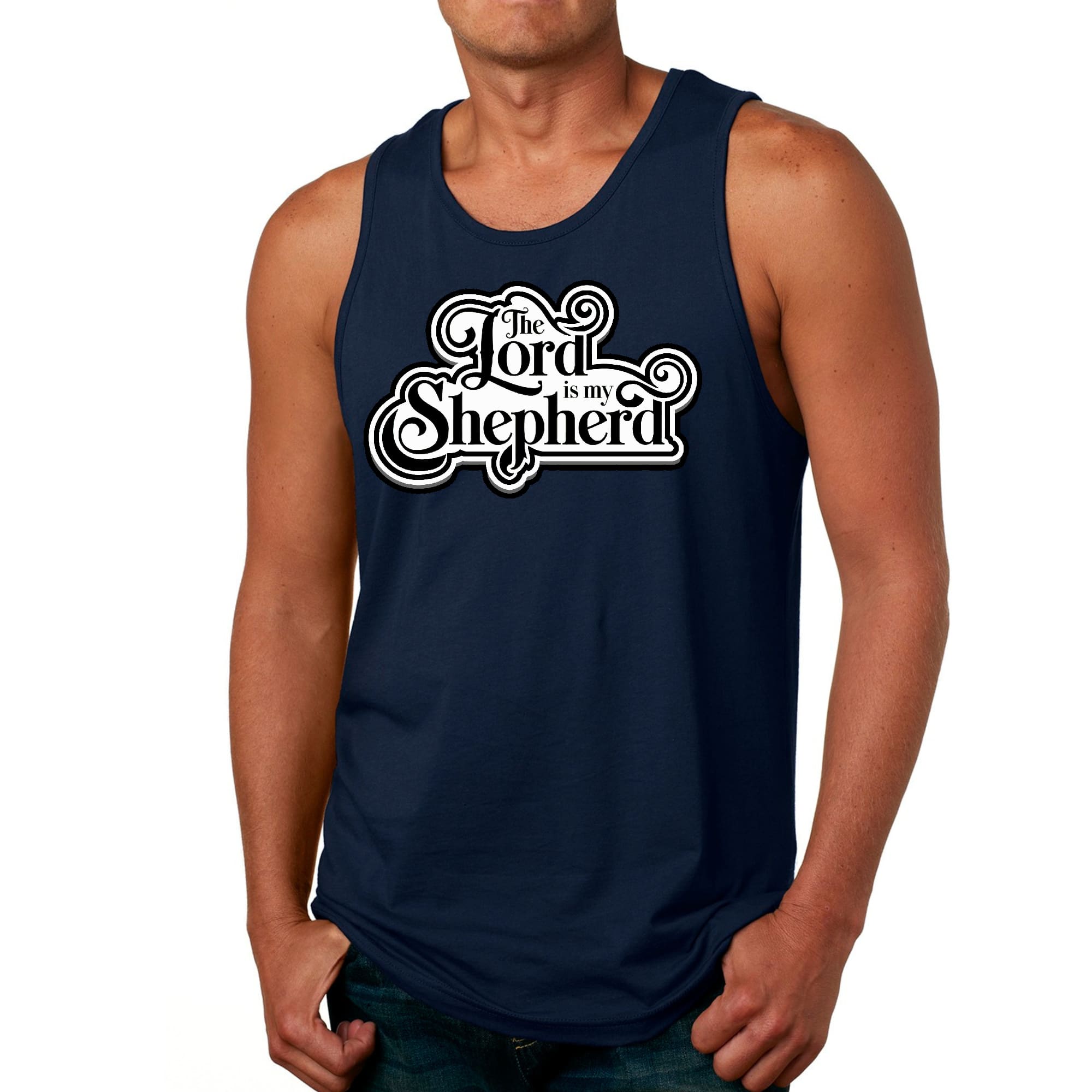 Mens Fitness Tank Top Graphic T-shirt the Lord is my Shepherd