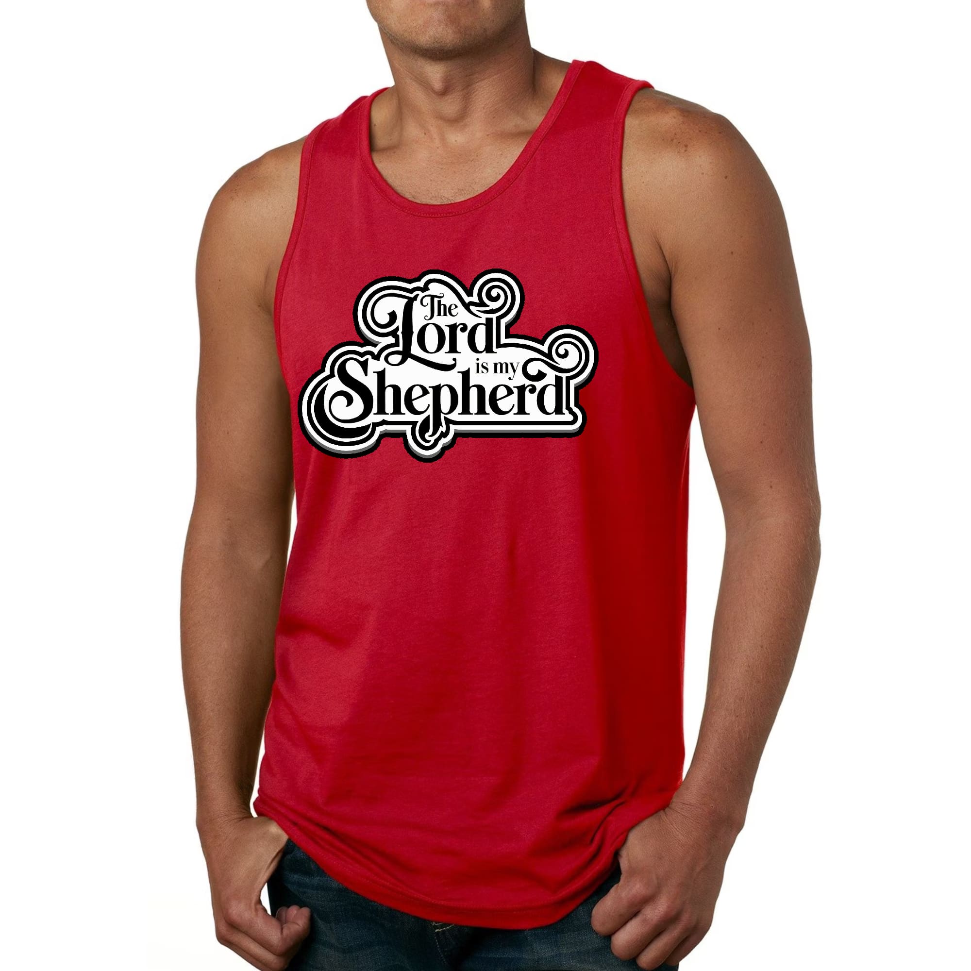Mens Fitness Tank Top Graphic T-shirt the Lord is my Shepherd