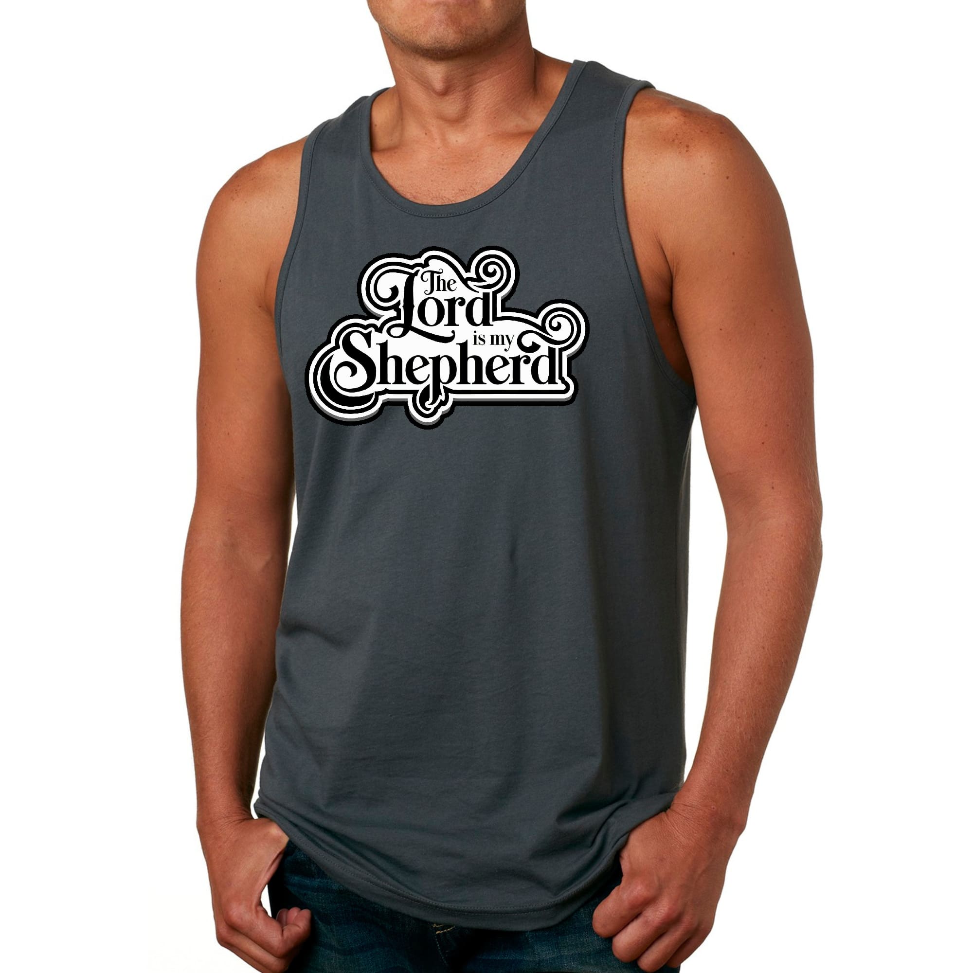 Mens Fitness Tank Top Graphic T-shirt the Lord is my Shepherd