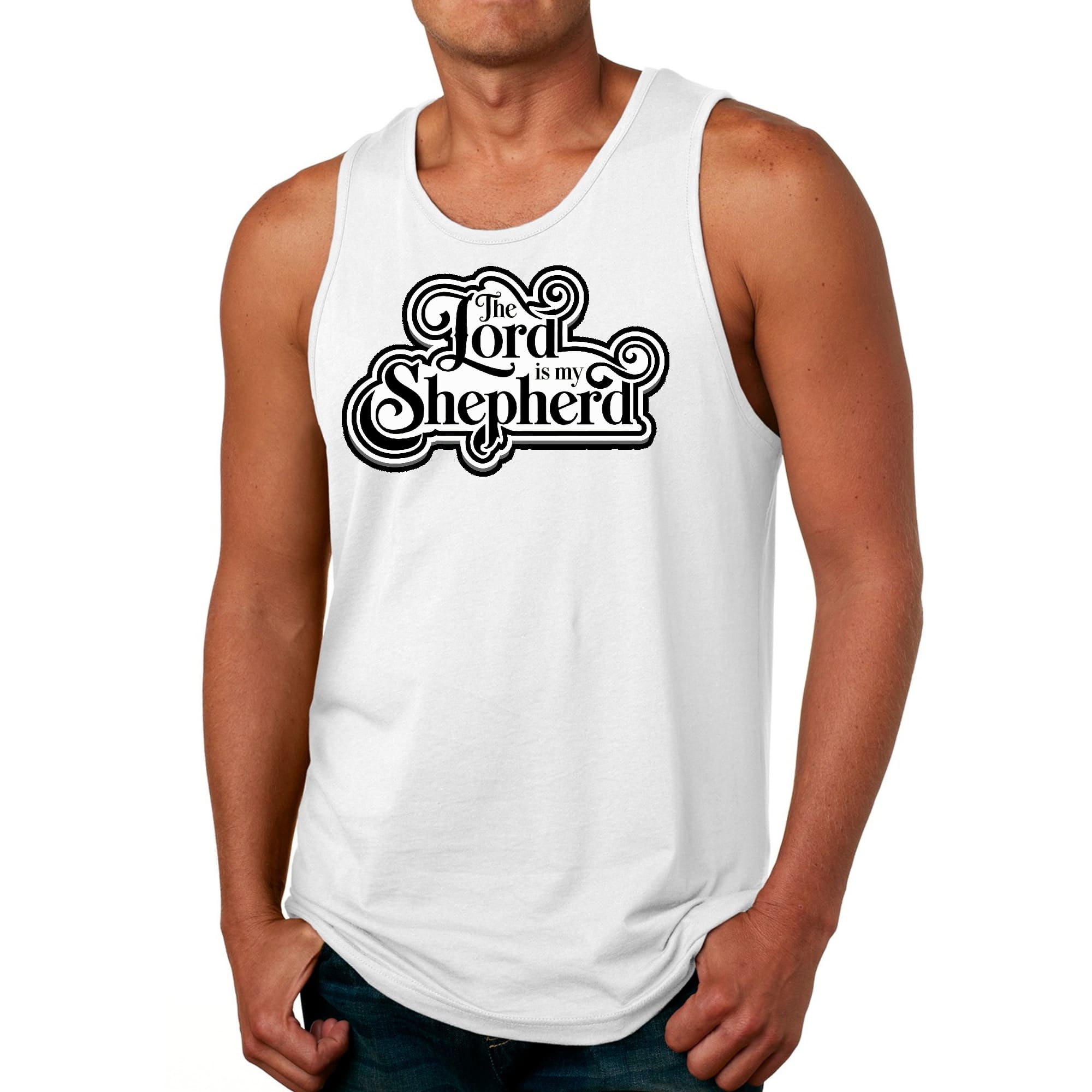 Mens Fitness Tank Top Graphic T-shirt the Lord is my Shepherd