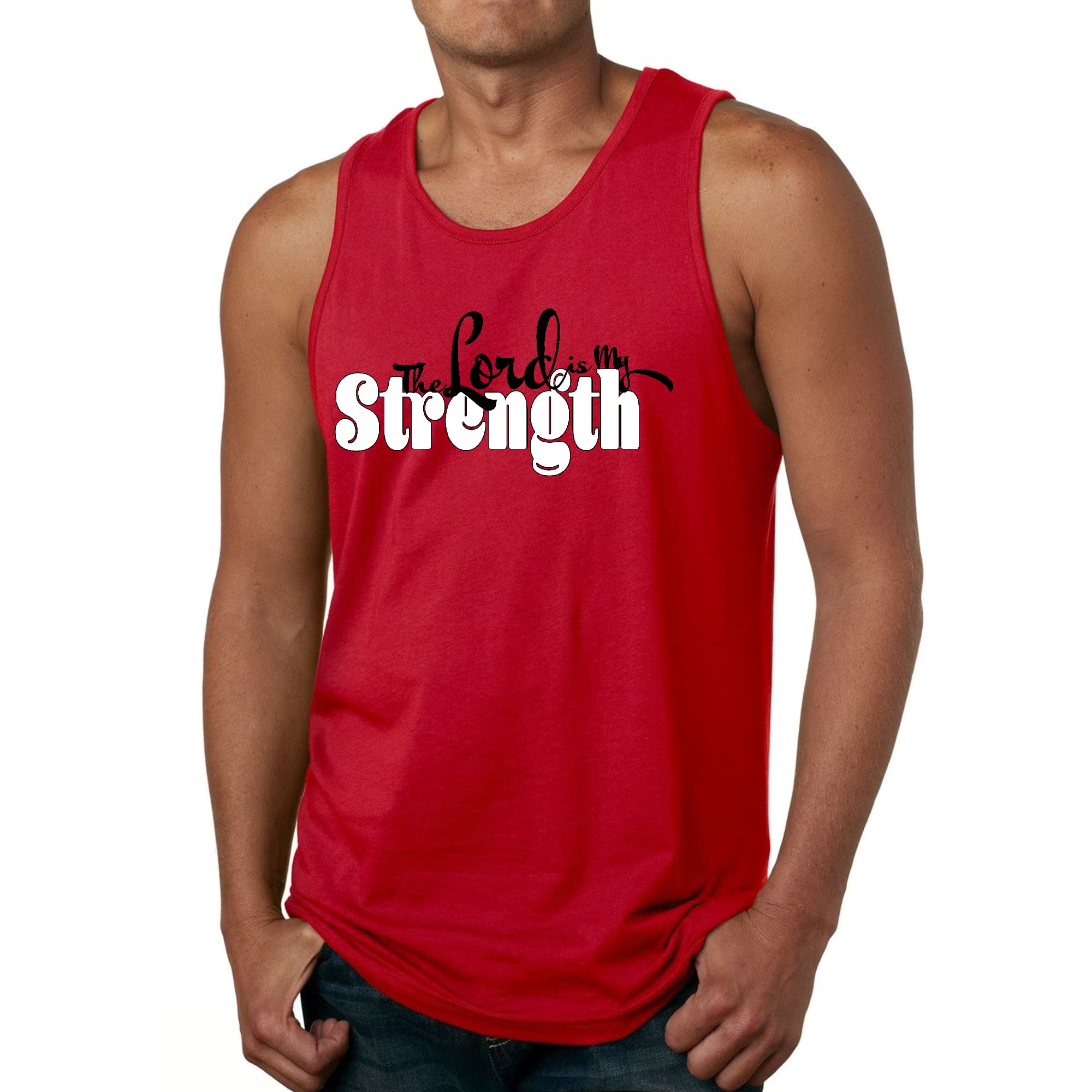 Mens Fitness Tank Top Graphic T-shirt the Lord is my Strength Print